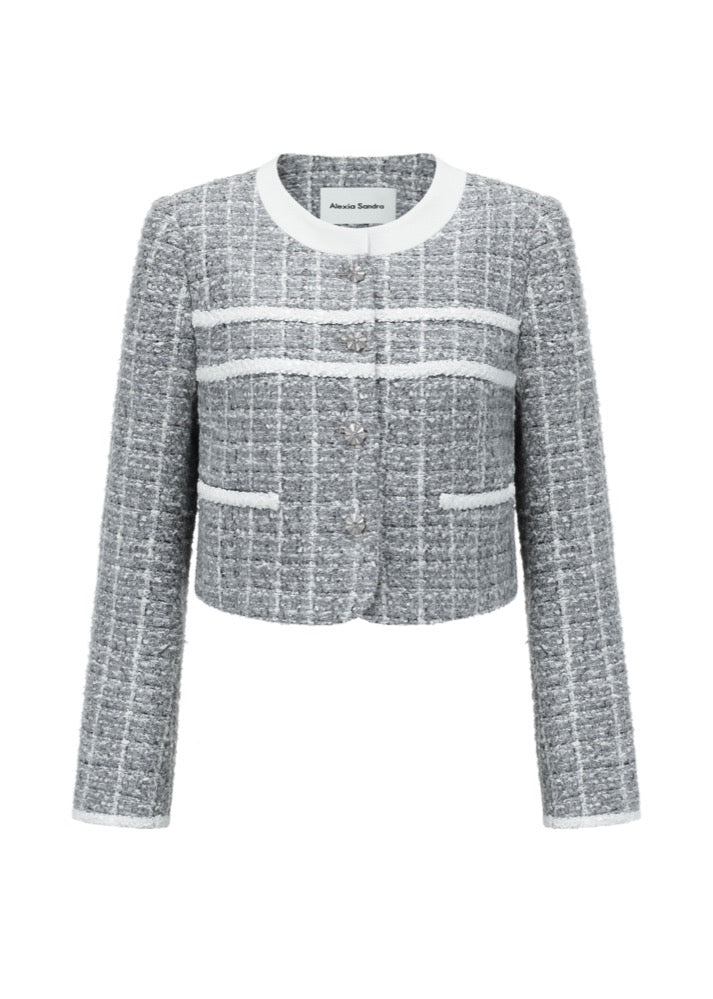 ALEXIA SANDRA Tweed Single - Breast Blazer Grey | MADA IN CHINA