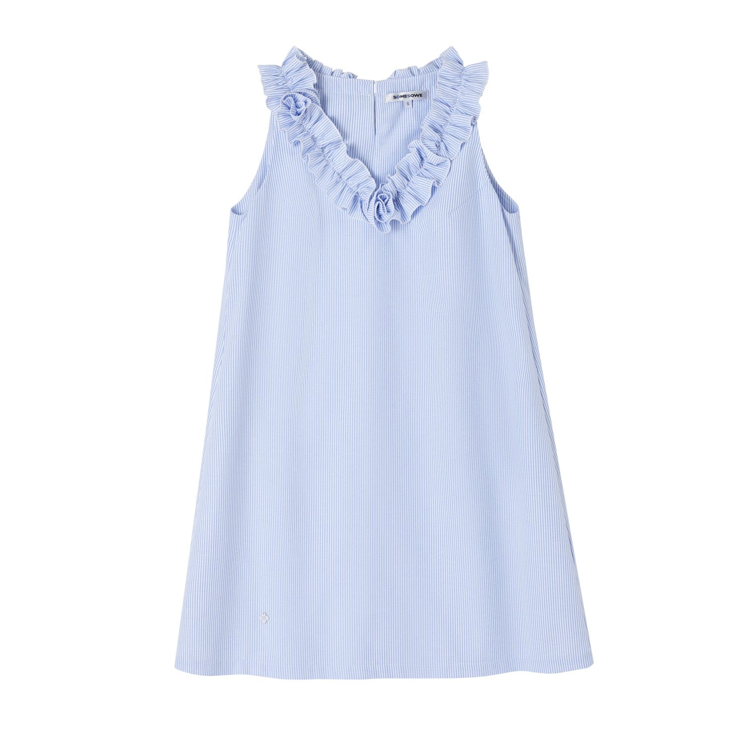 SOMESOWE Twisted Flower Dress In Blue and White Stripes | MADAX