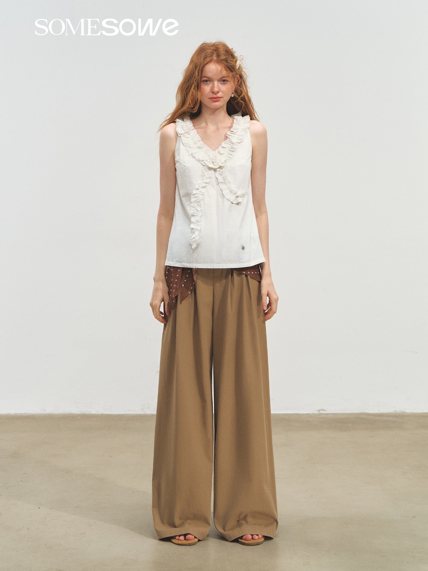 SOMESOWE Twisted Flower V - Neck Top In White | MADAX