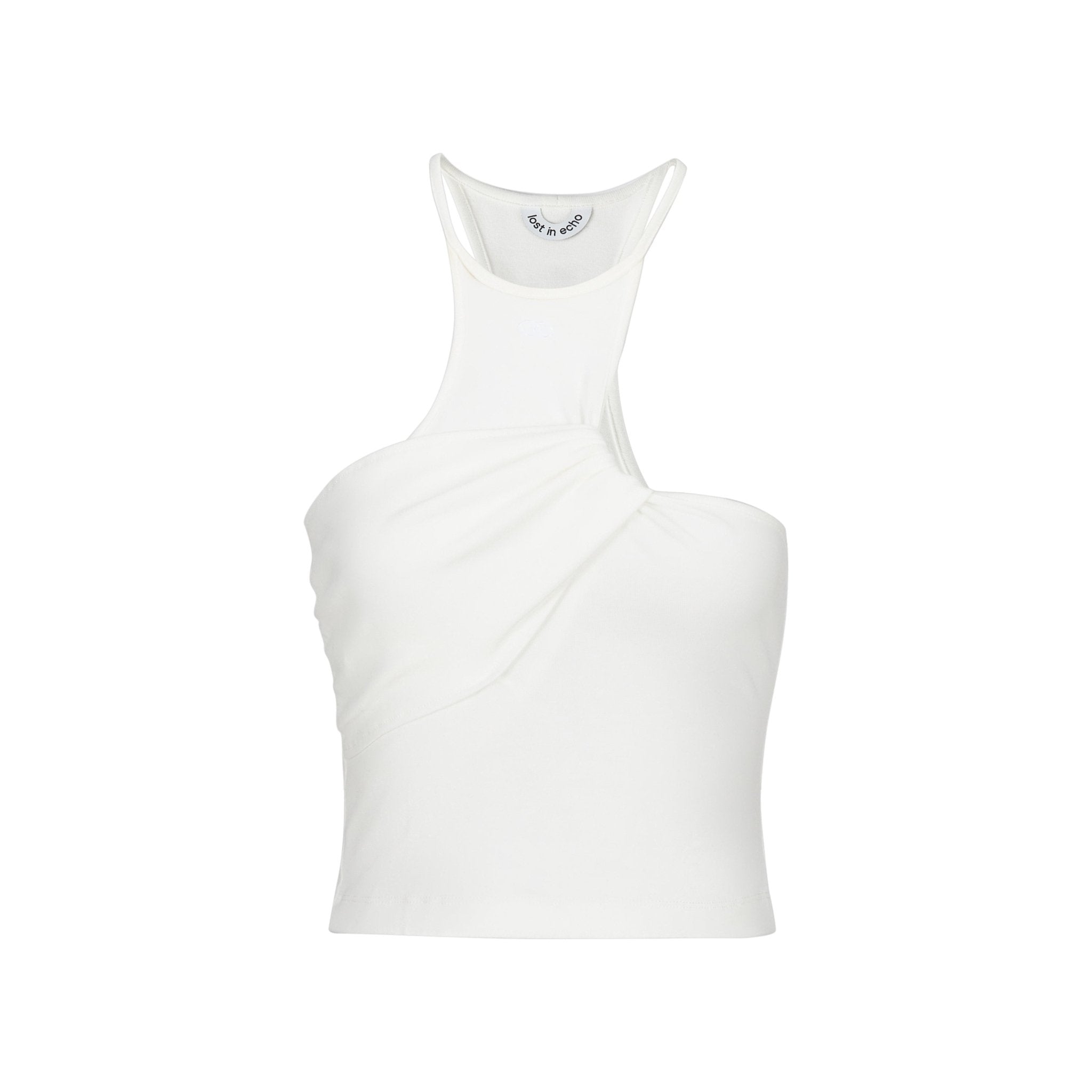 LOST IN ECHO Twisted Racerback Tank Top in White | MADA IN CHINA