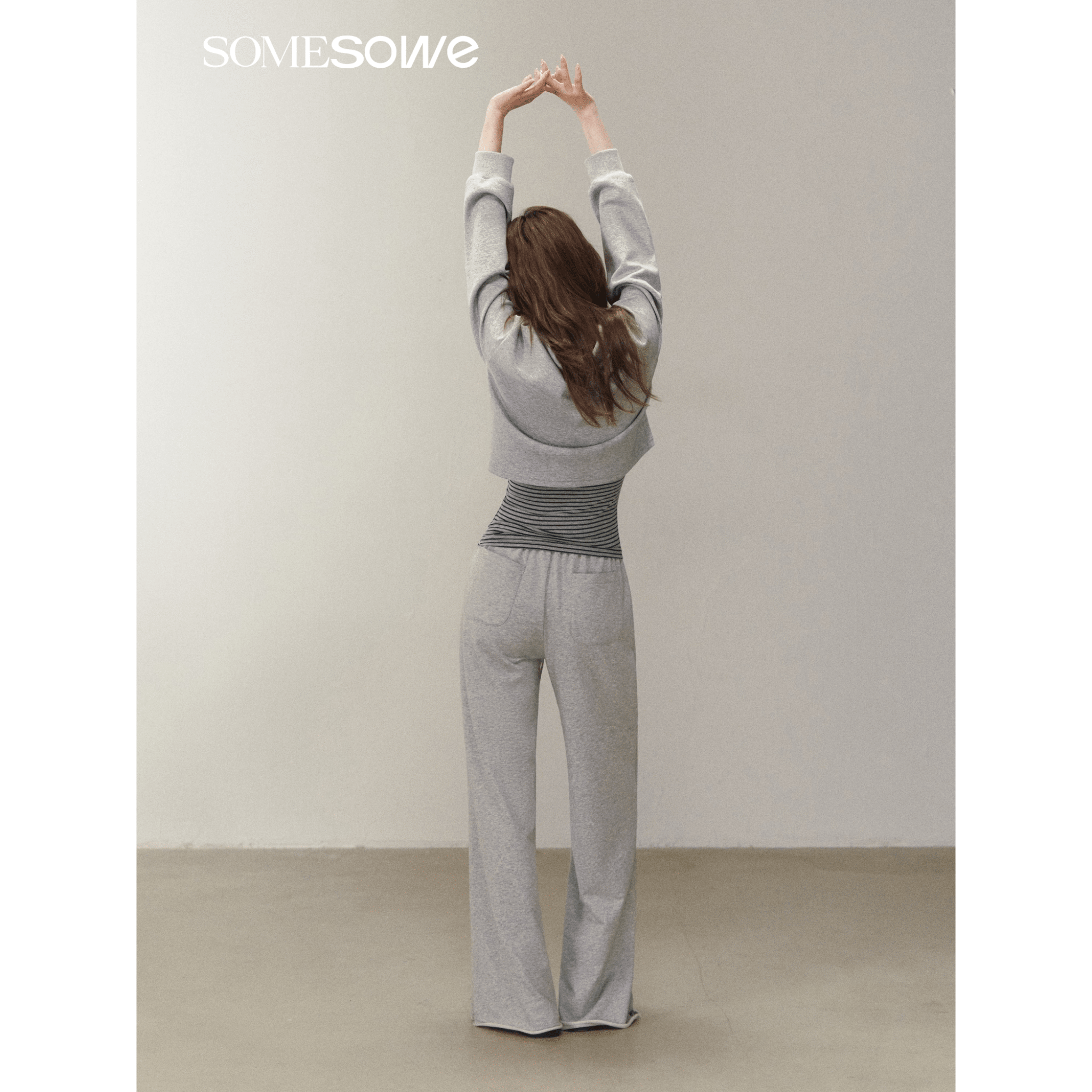 SOMESOWE Two Layered Long-sleeved Tops in Gray | MADAX