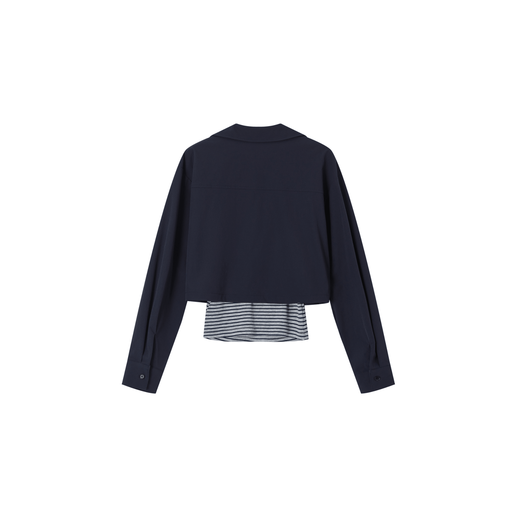 SOMESOWE Two Layered Long-sleeved Tops in Navy Blue | MADAX