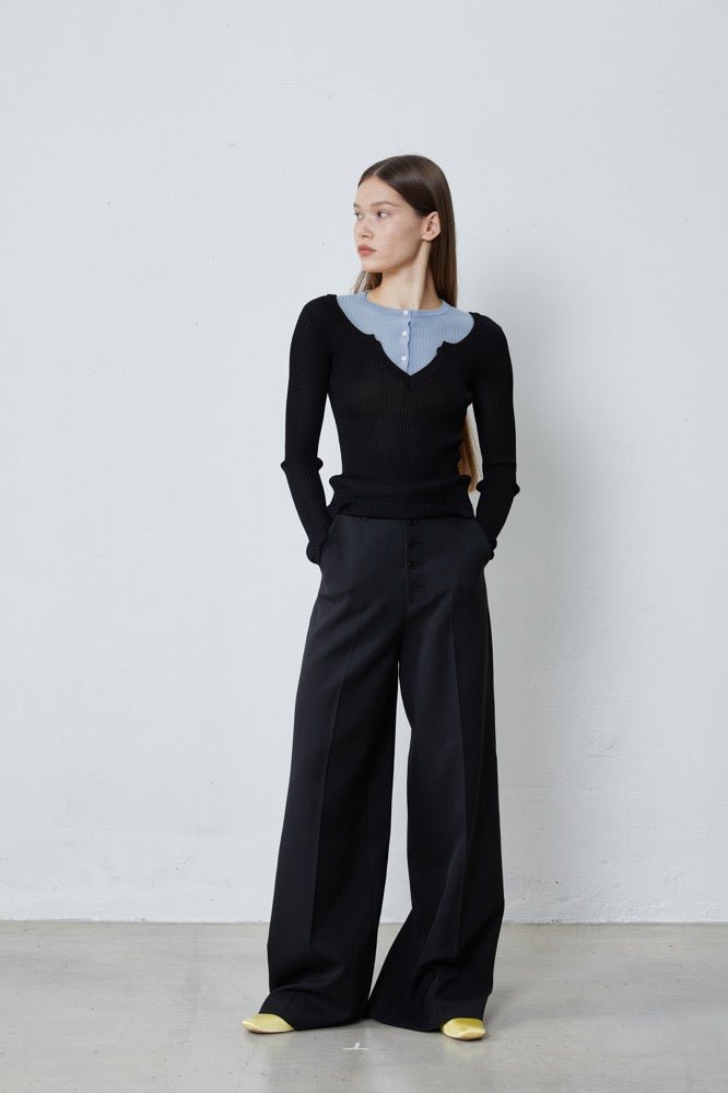 FENGYI TAN Two-piece Set Knitted Top in Black | MADA IN CHINA