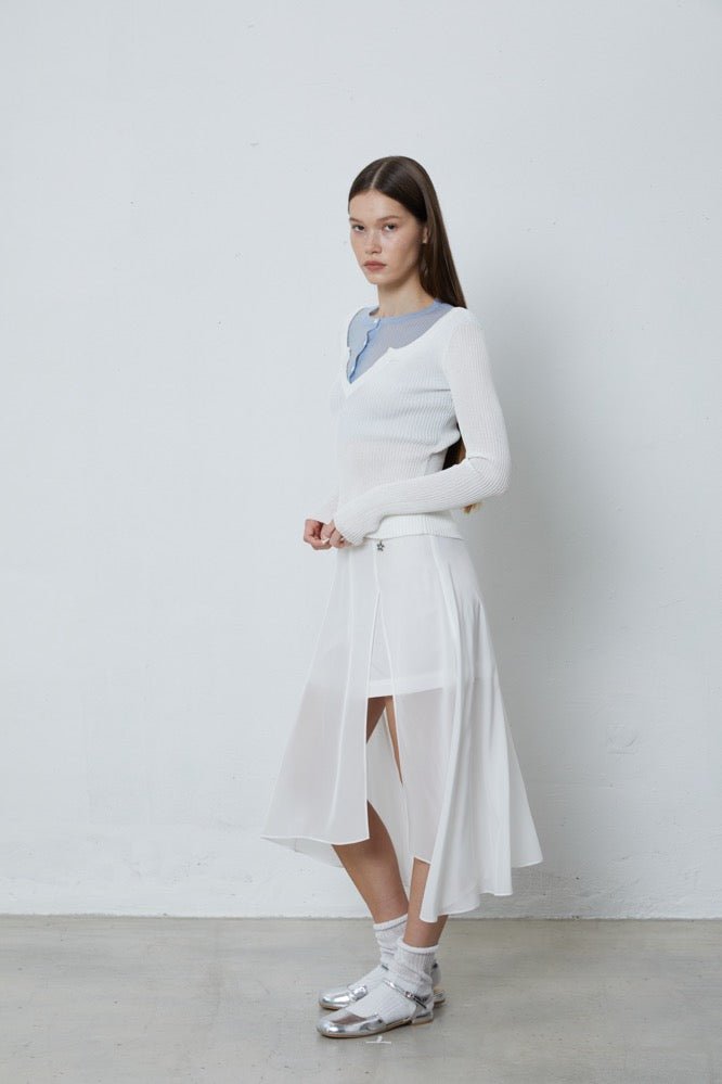 FENGYI TAN Two-piece Set Knitted Top in White | MADA IN CHINA