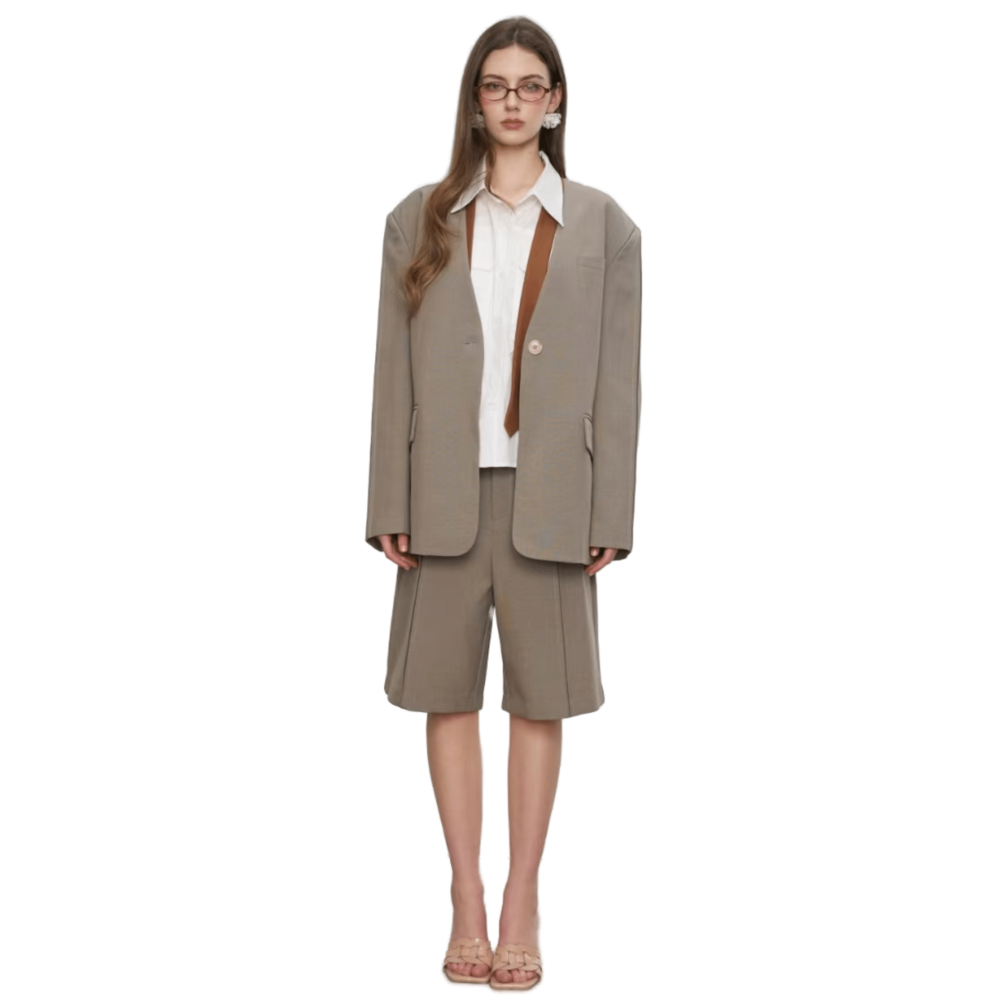 NOT FOR US V - neck Blazer in Khaki | MADAX