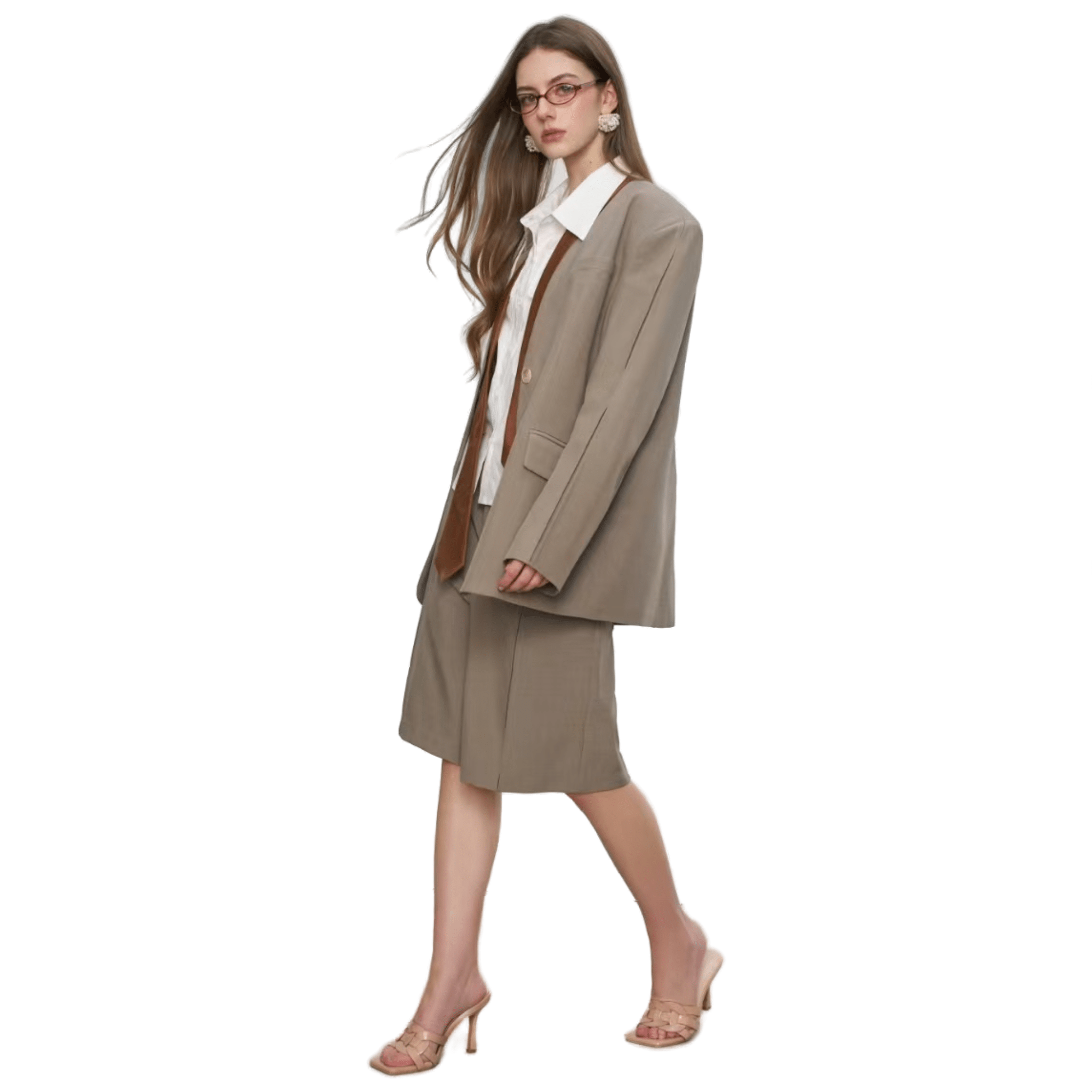 NOT FOR US V - neck Blazer in Khaki | MADAX