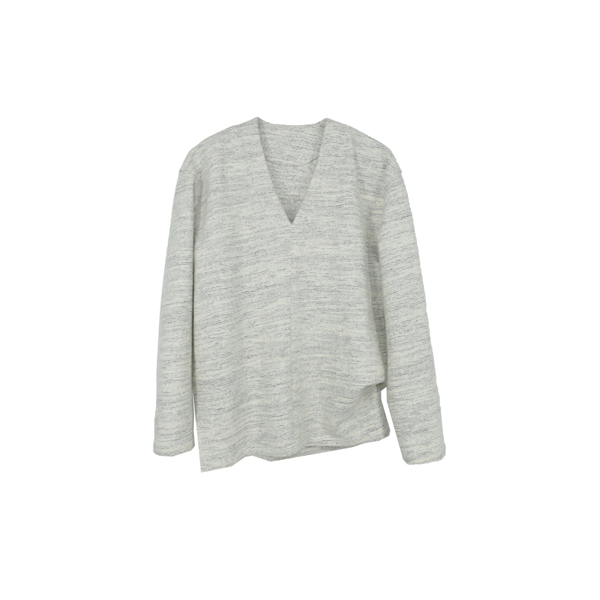 ilEWUOY V-neck Heather Wool Top | MADA IN CHINA