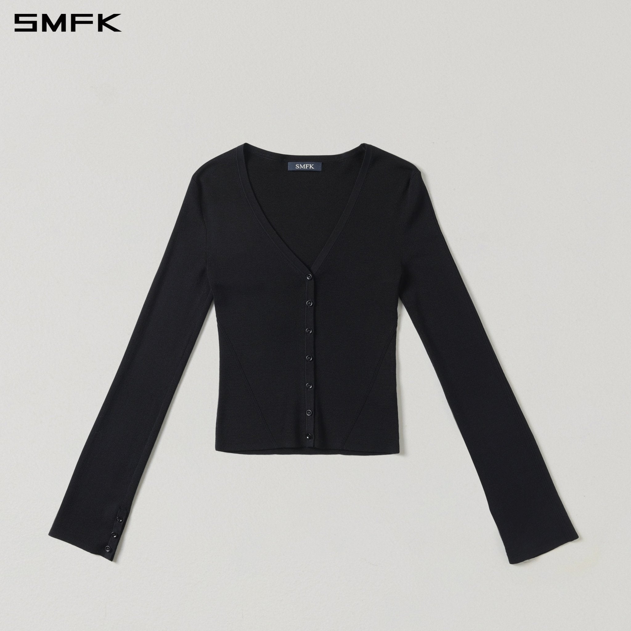 SMFK V-Neck Knit Cardigan in Black | MADAX
