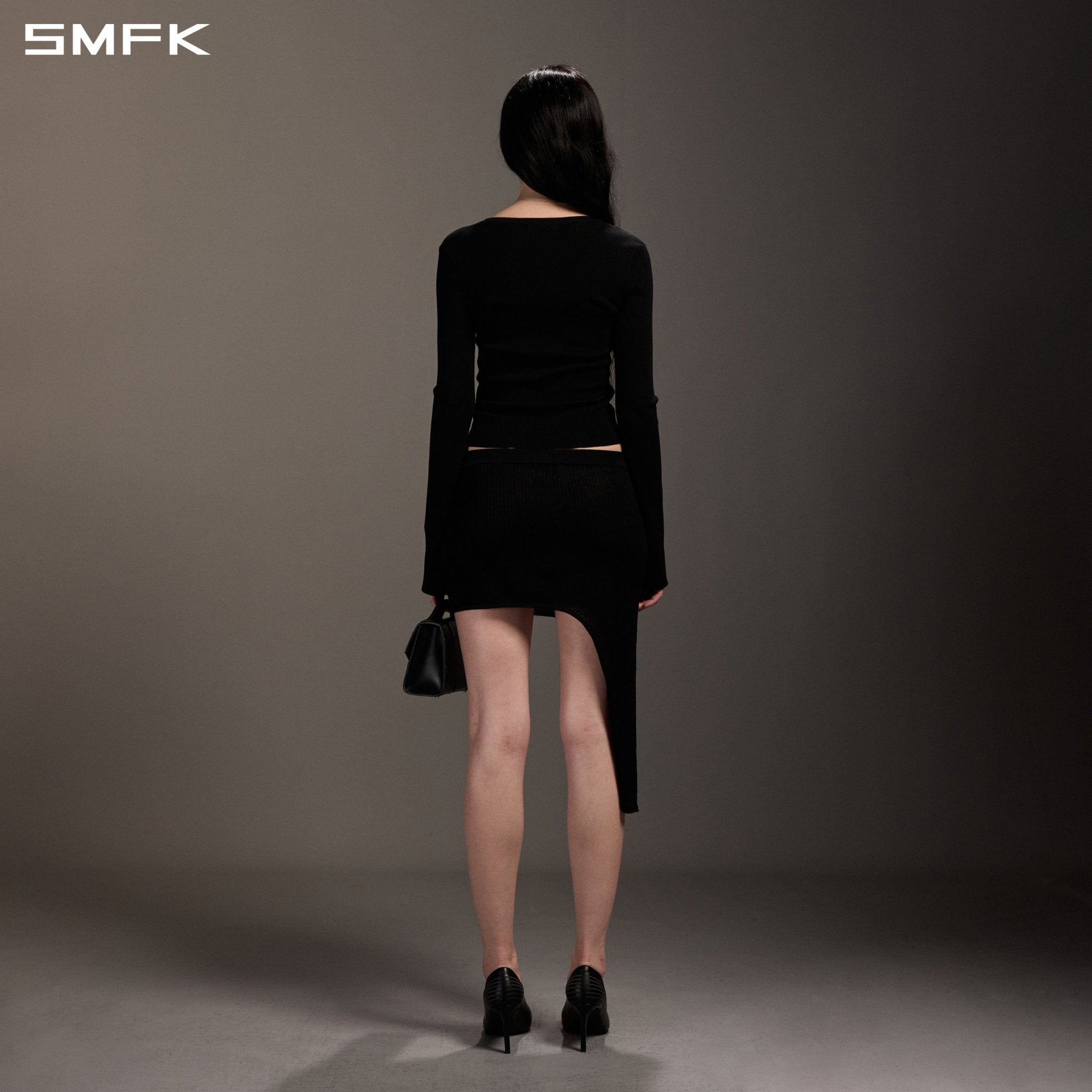 SMFK V-Neck Knit Cardigan in Black | MADAX