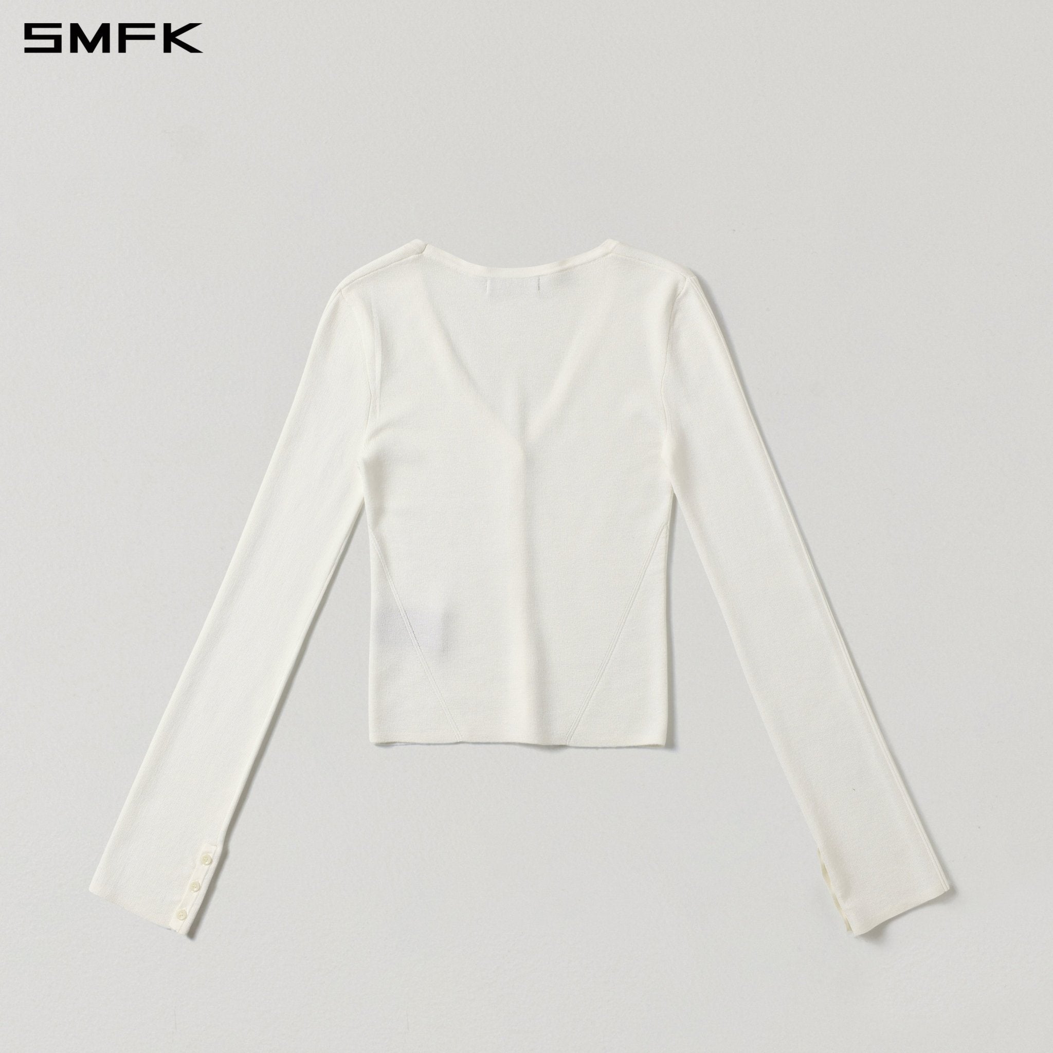 SMFK V-Neck Knit Cardigan in White | MADAX