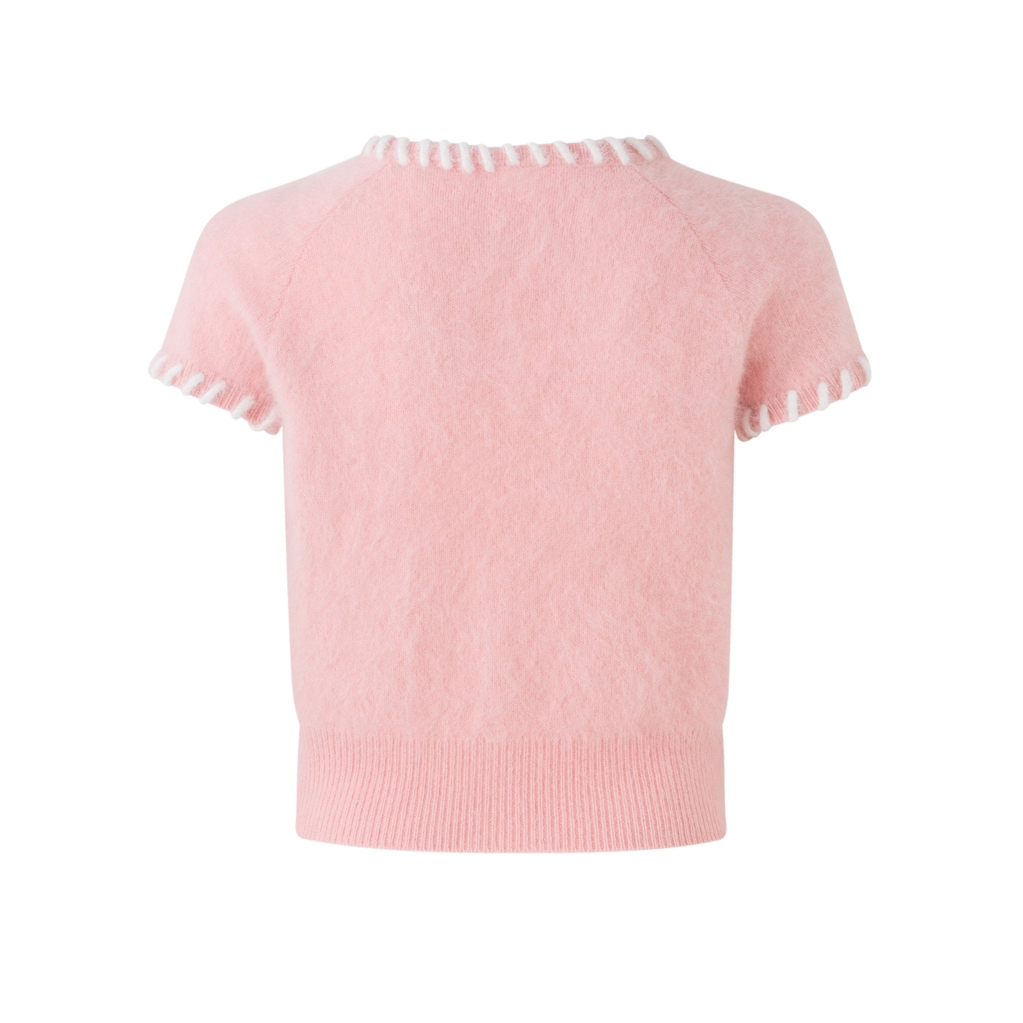 DIANA VEVINA V - Neck Knit Tender Short Top Pink | MADA IN CHINA