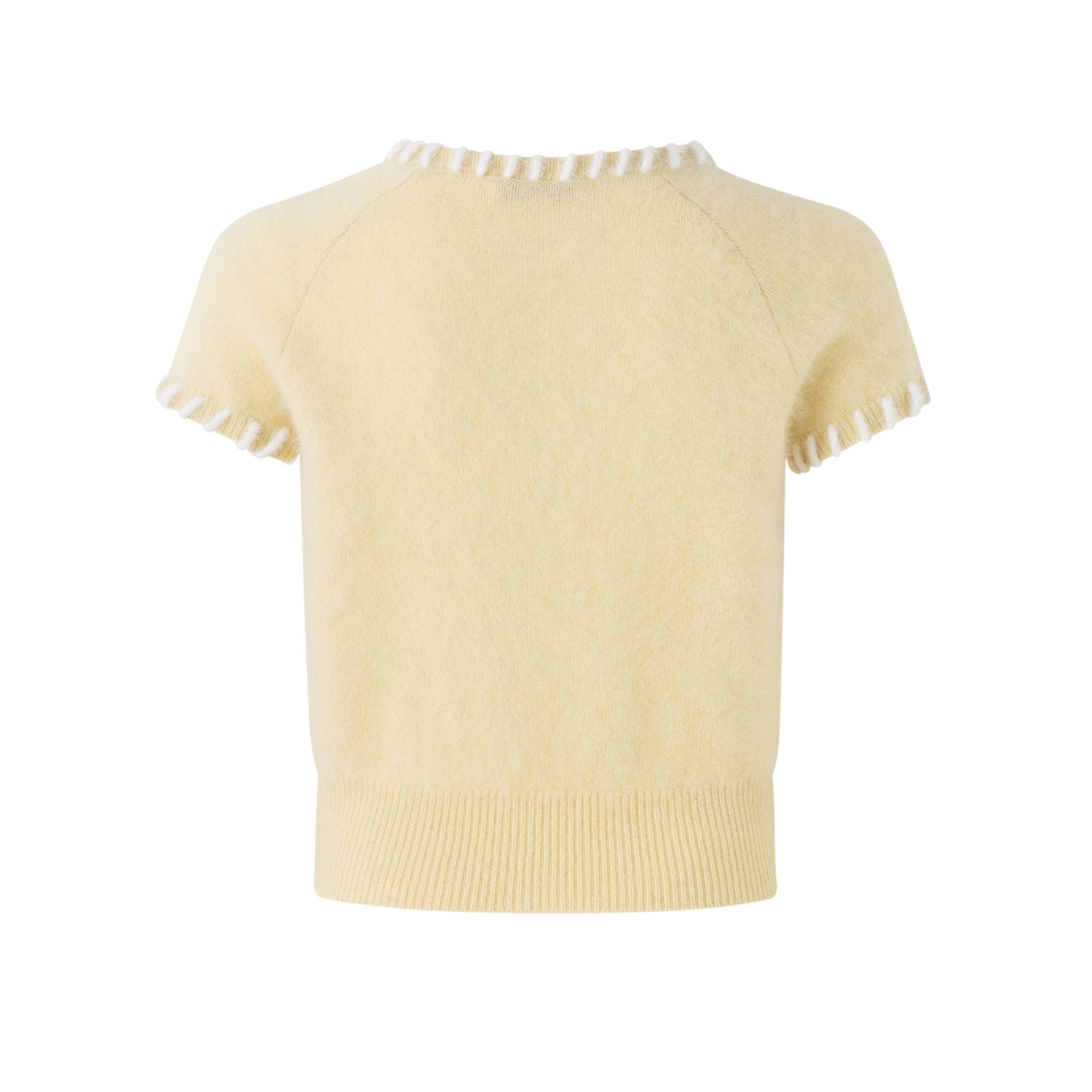 DIANA VEVINA V - Neck Knit Tender Short Top Yellow | MADA IN CHINA