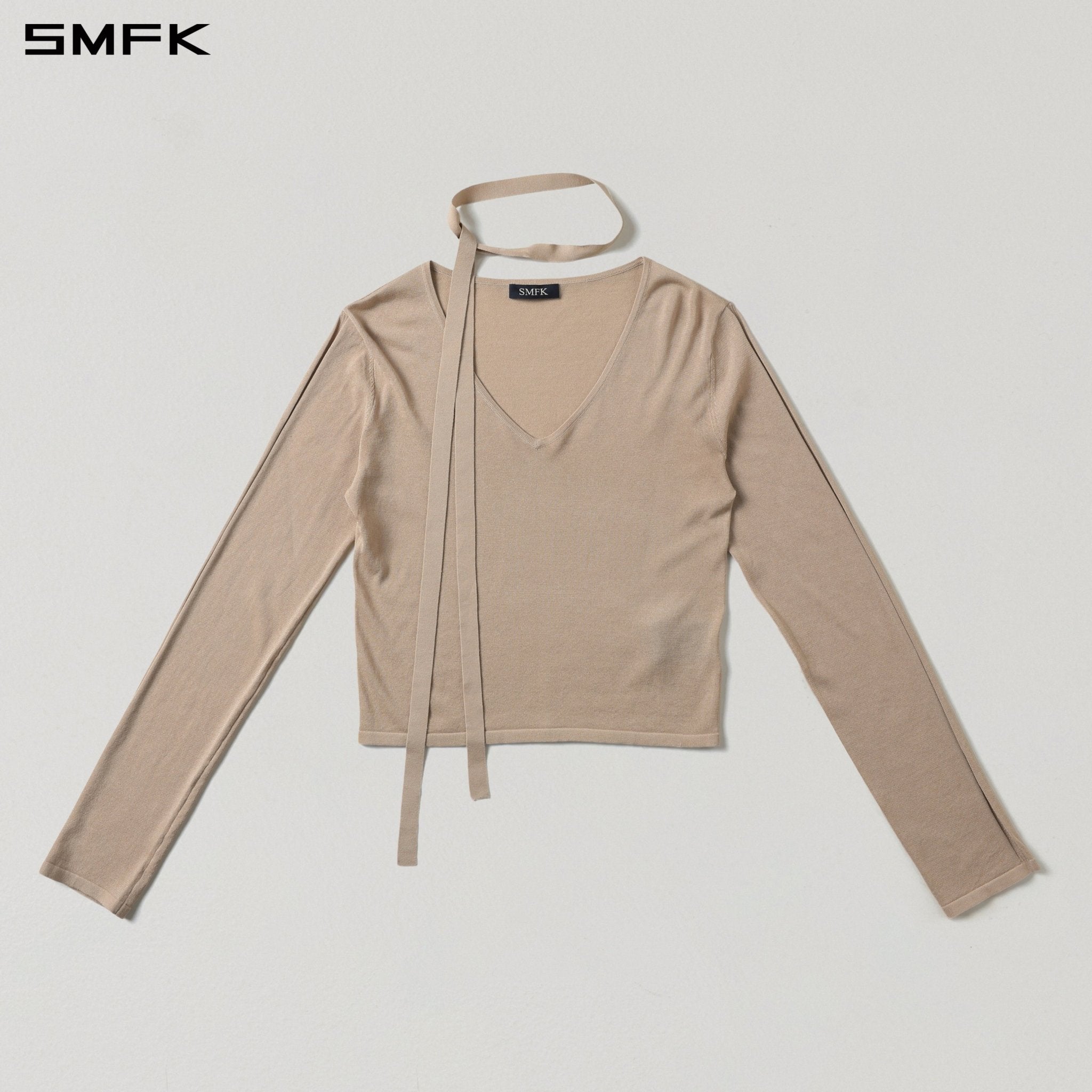SMFK V-Neck Knit Top in Skin Tone | MADAX