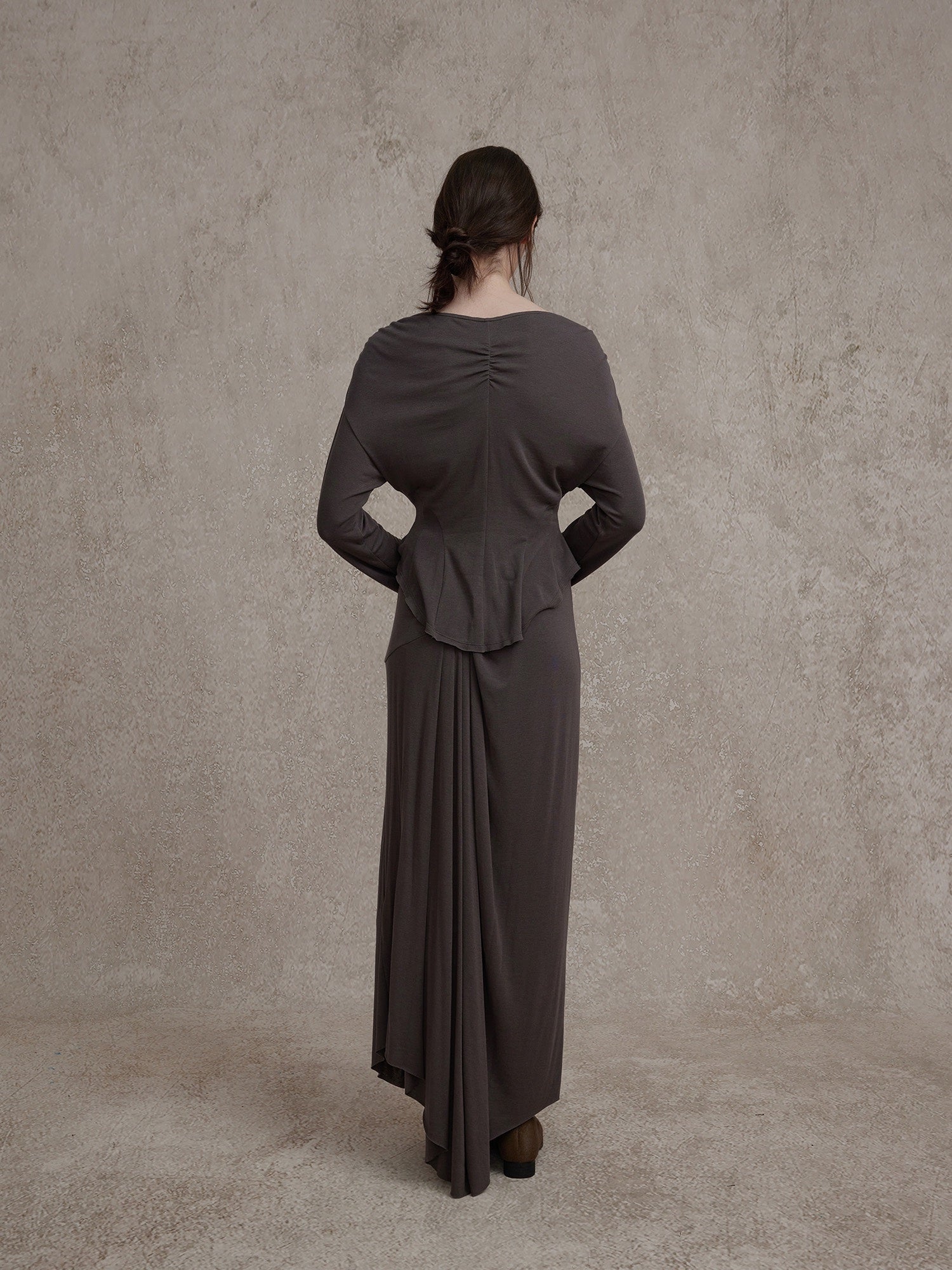 ELYWOOD Vampire Gray Swing Knitted Maxi Skirt | MADAX