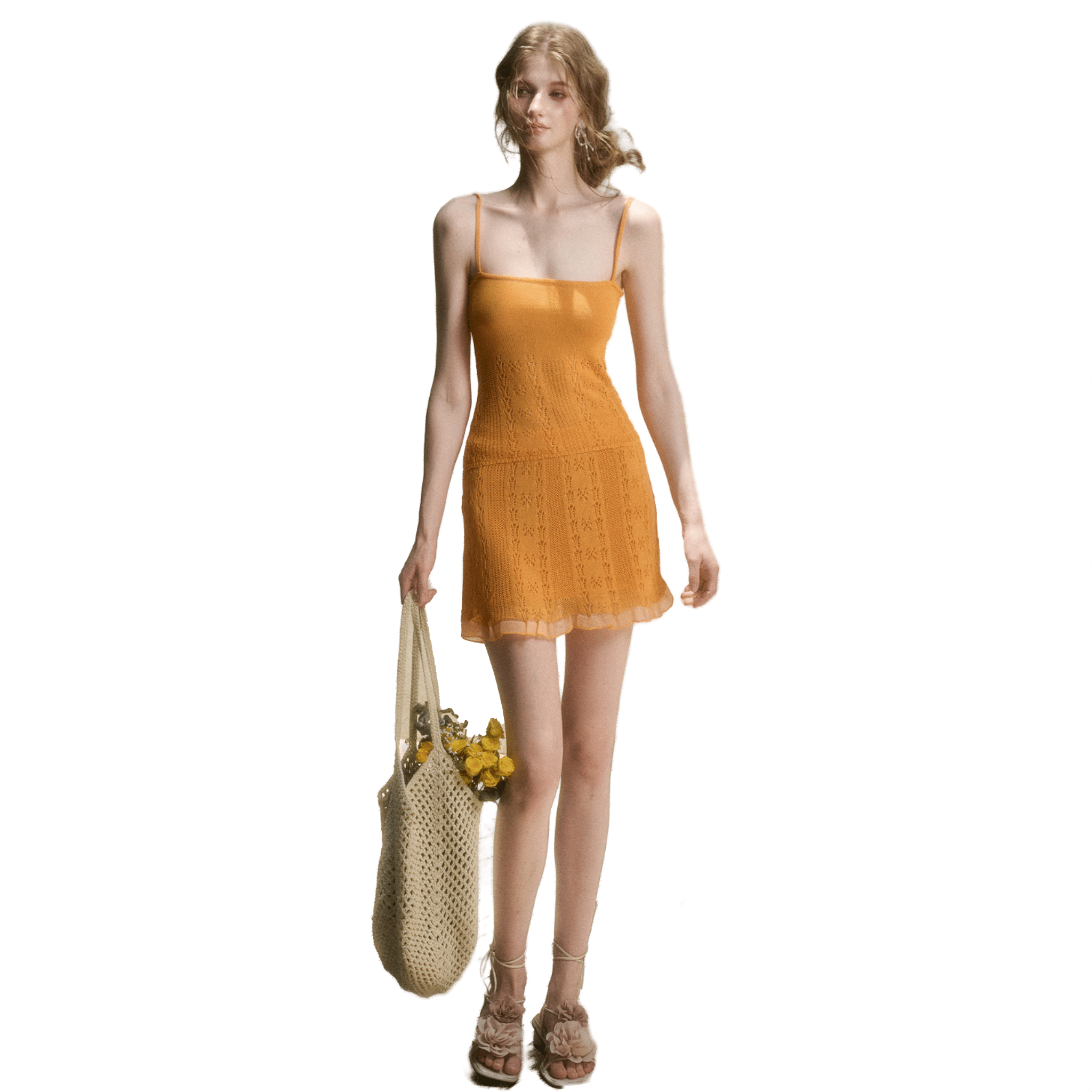 Group of Universe "Vanilla and Citrus" Cool Knit Camisole in Orange | MADAX