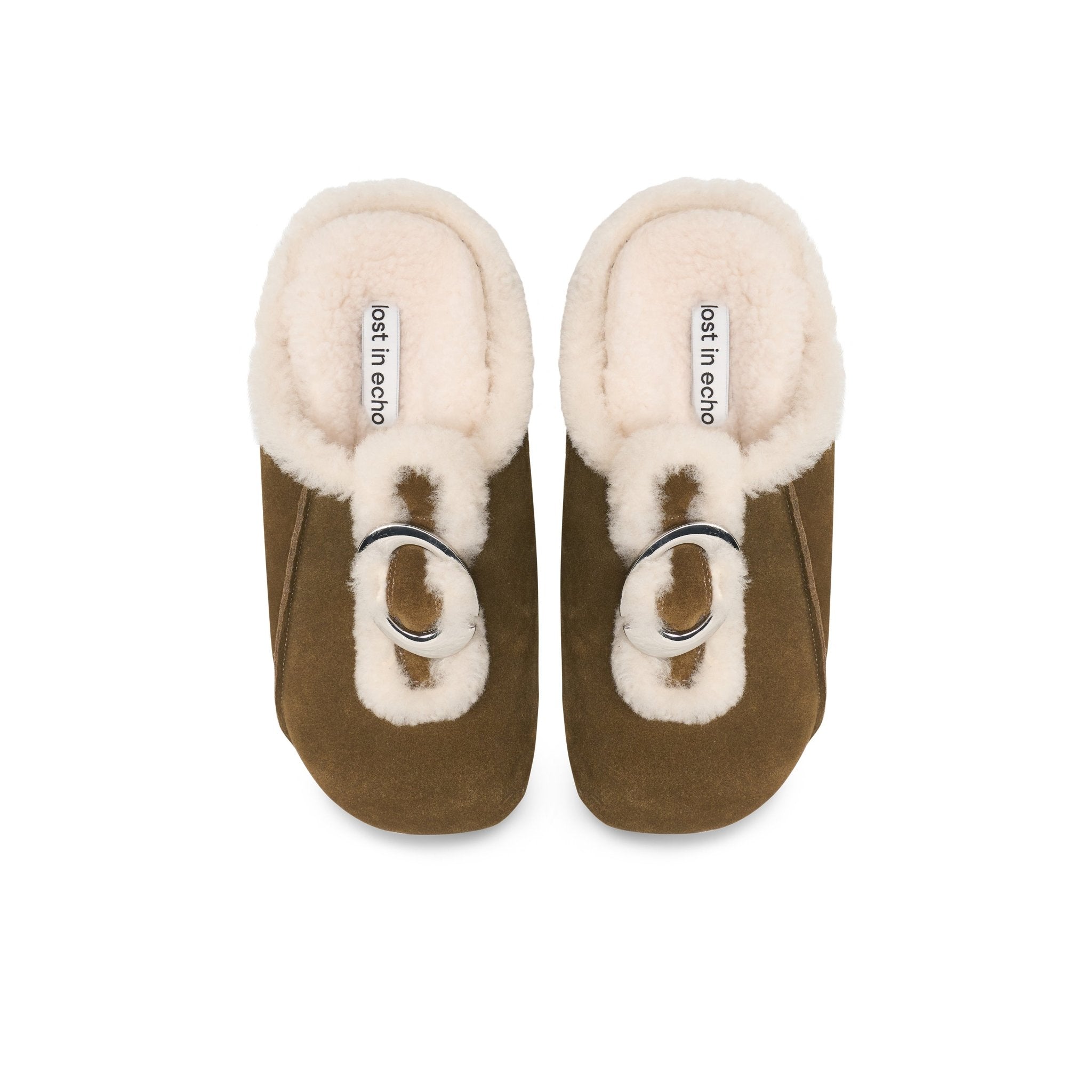 LOST IN ECHO Velvet Button - trimmed Birkenstock Slippers In Army Green | MADAX