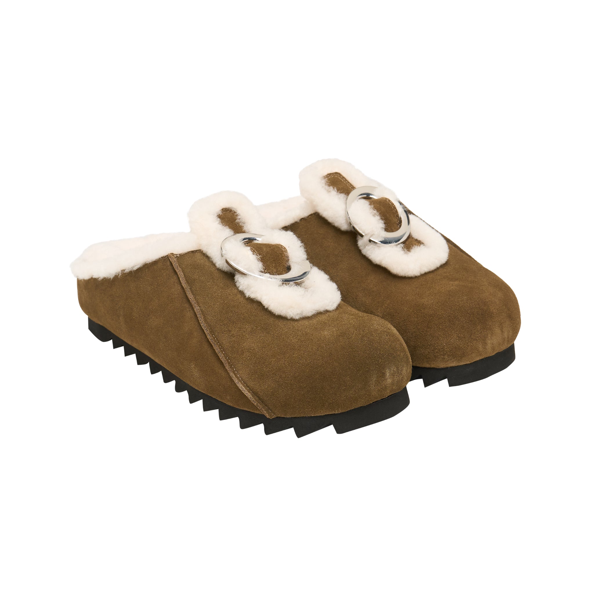 LOST IN ECHO Velvet Button - trimmed Birkenstock Slippers In Army Green | MADAX