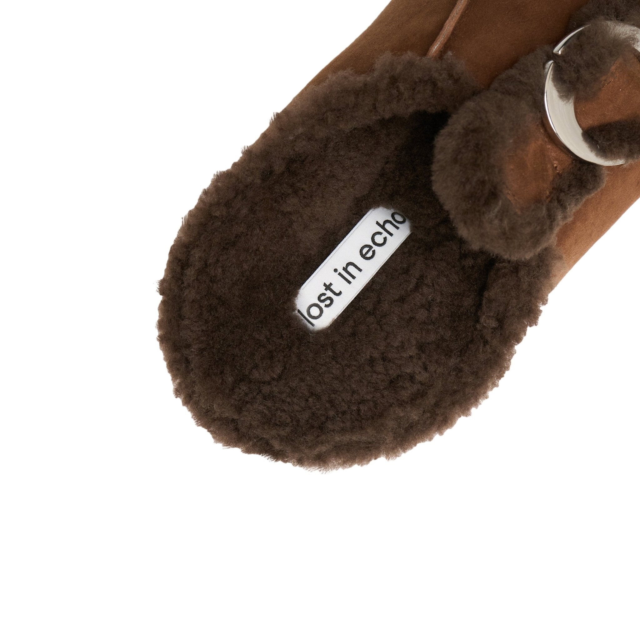 LOST IN ECHO Velvet Button - trimmed Birkenstock Slippers In Brown | MADAX