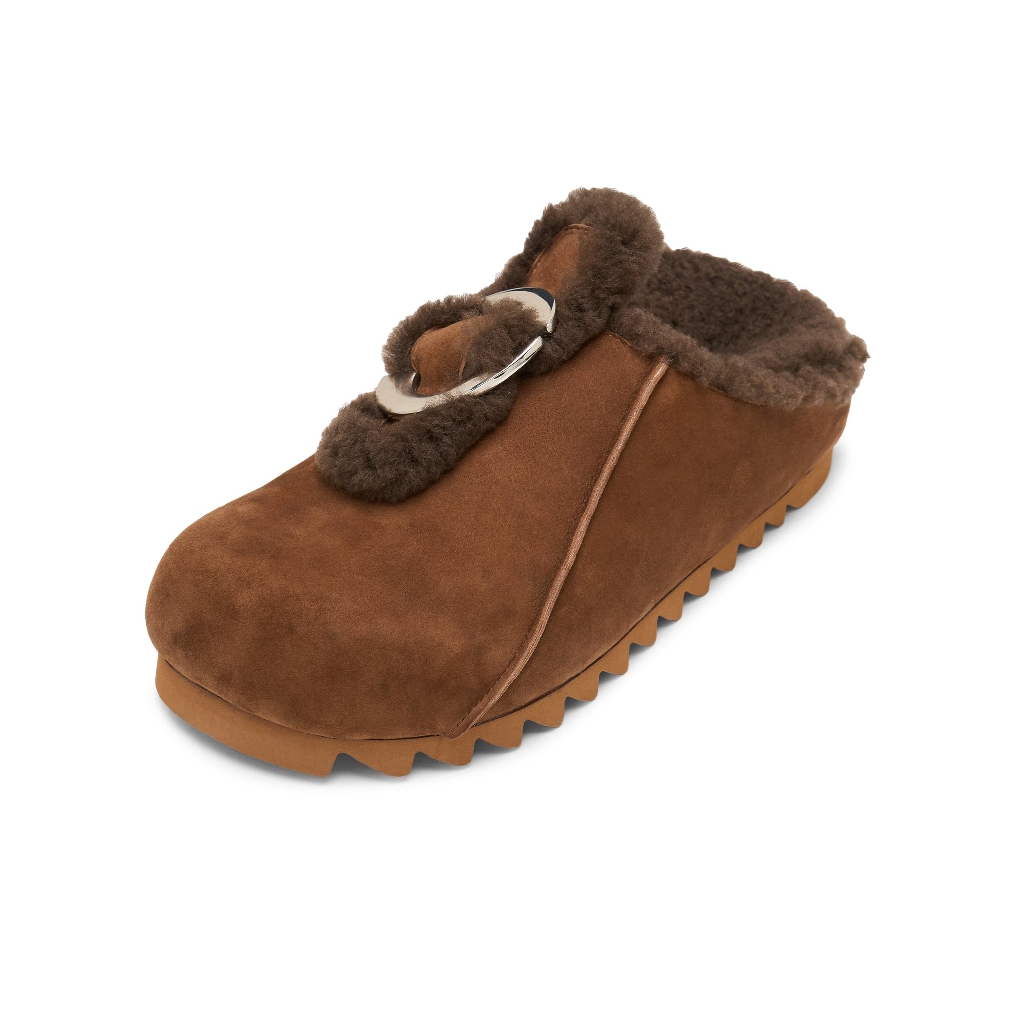 LOST IN ECHO Velvet Button - trimmed Birkenstock Slippers In Brown | MADAX