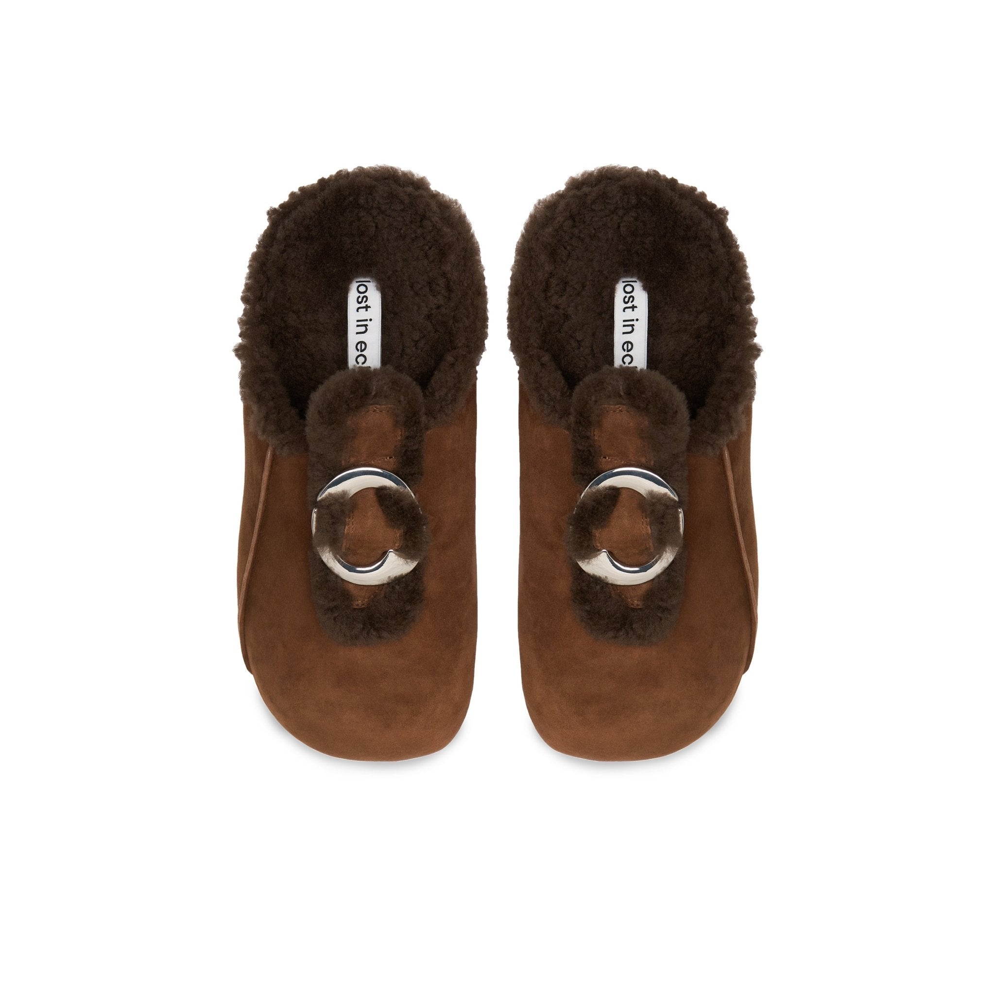 LOST IN ECHO Velvet Button - trimmed Birkenstock Slippers In Brown | MADAX