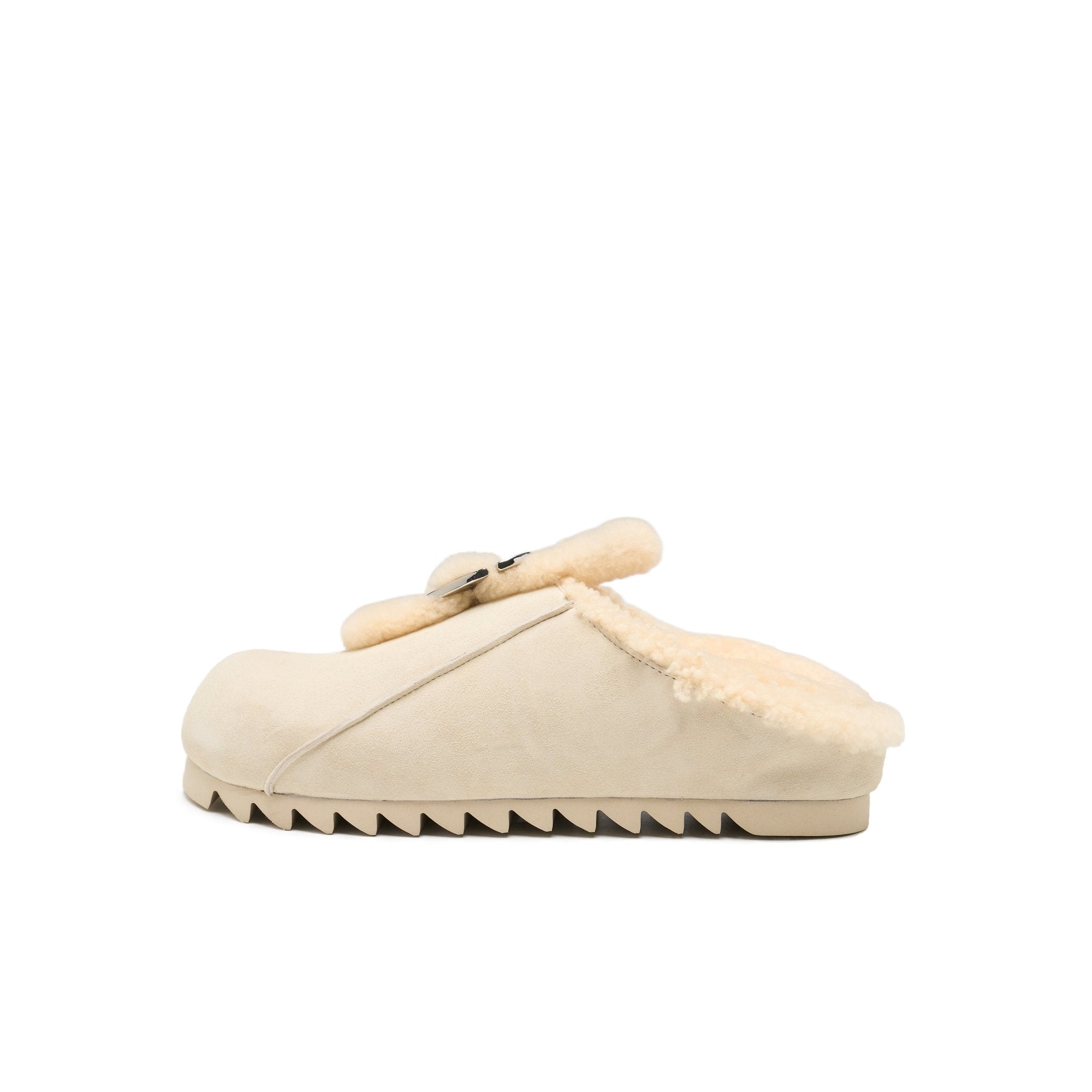 LOST IN ECHO Velvet Button - trimmed Birkenstock Slippers In Cream White | MADAX