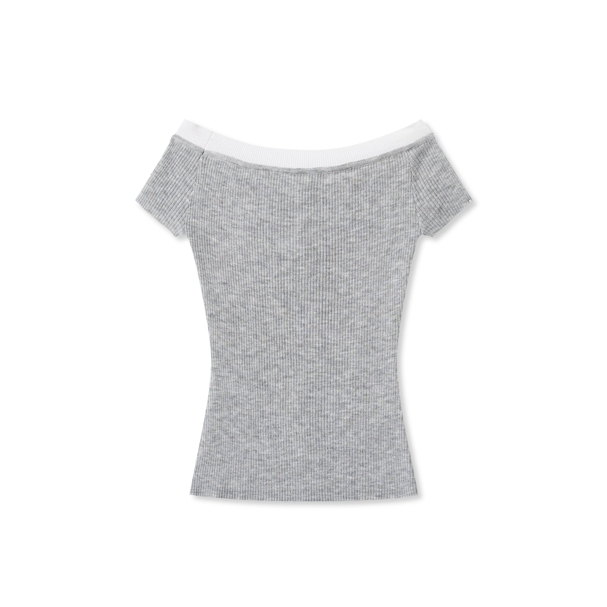 NAWS Versailles Off-Shoulder T-Shirt in Grey | MADAX