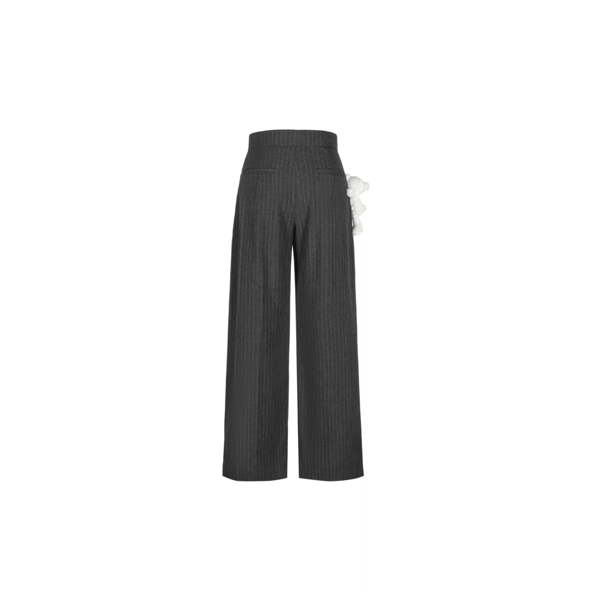13DE MARZO Vertical Striped 3D Bear Trousers in Dark Gray | MADAX