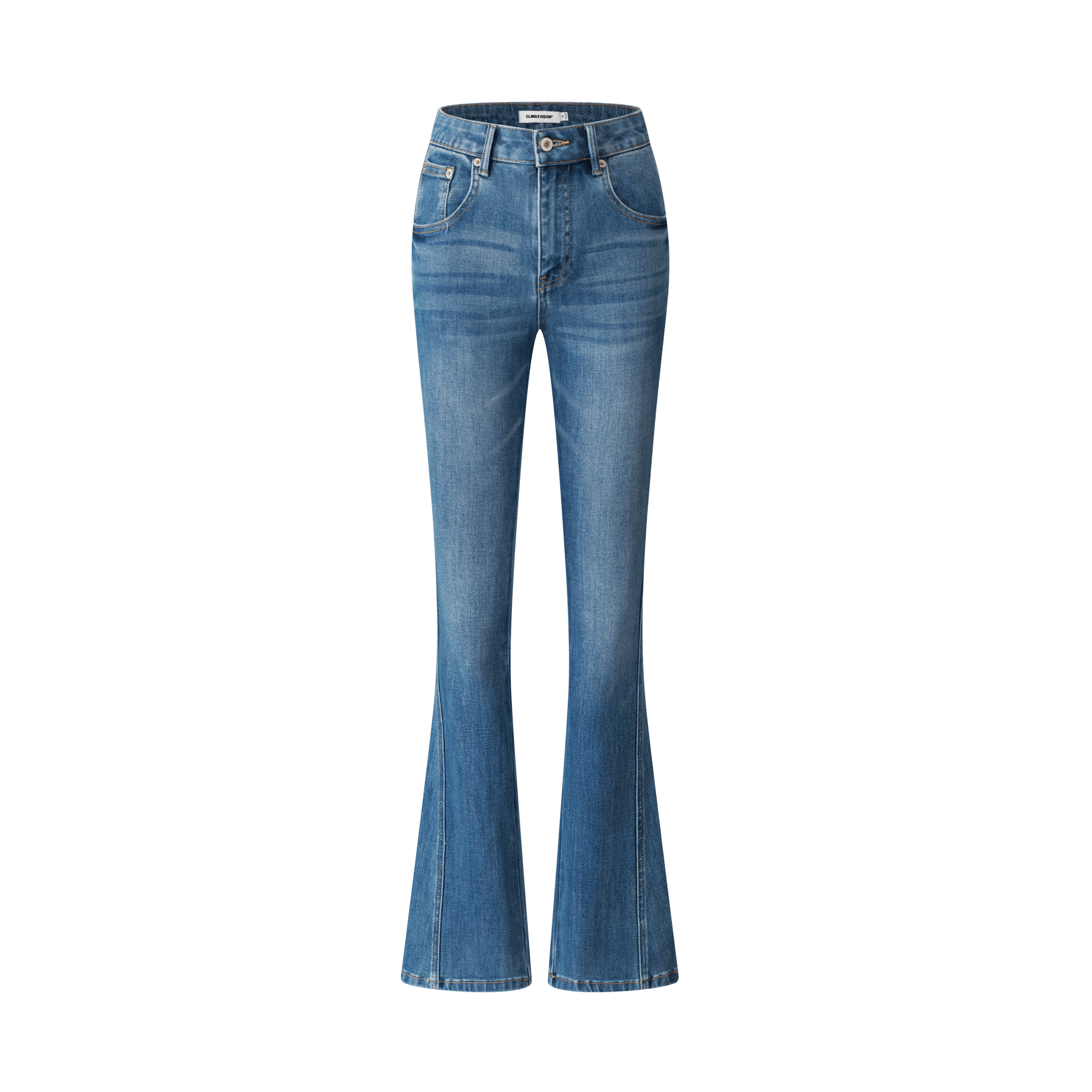 Climax Vision Vintage Blue Sculpted Denim Bootcut Pants | MADAX