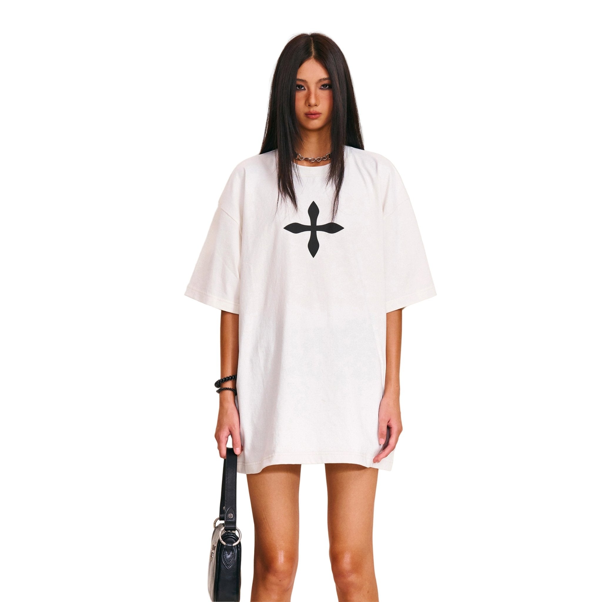 SMFK Vintage Compass Mode Loose Tee In Snow Mountain White | MADAX