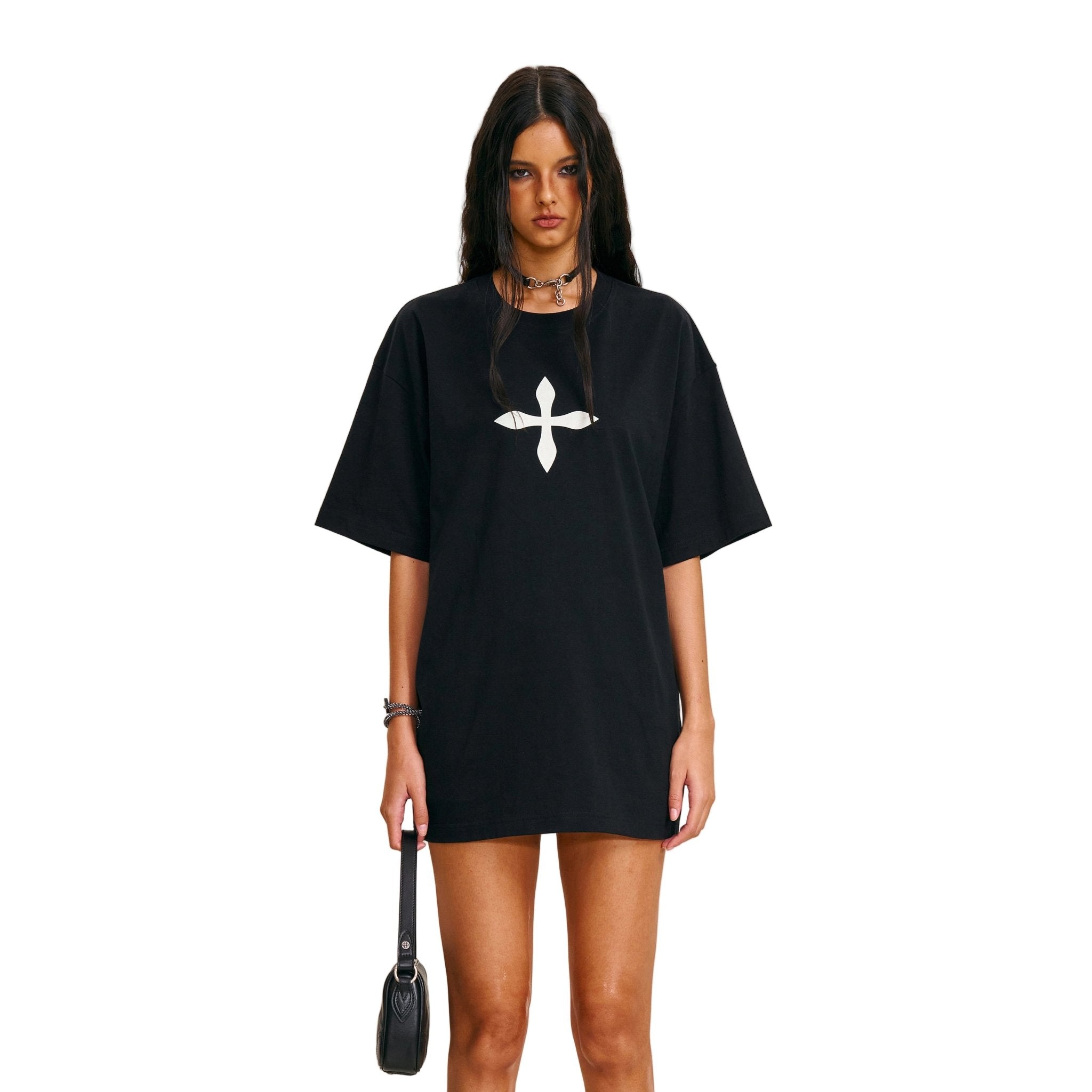 SMFK Vintage Compass Mode Loose Tee In Wild Black | MADAX
