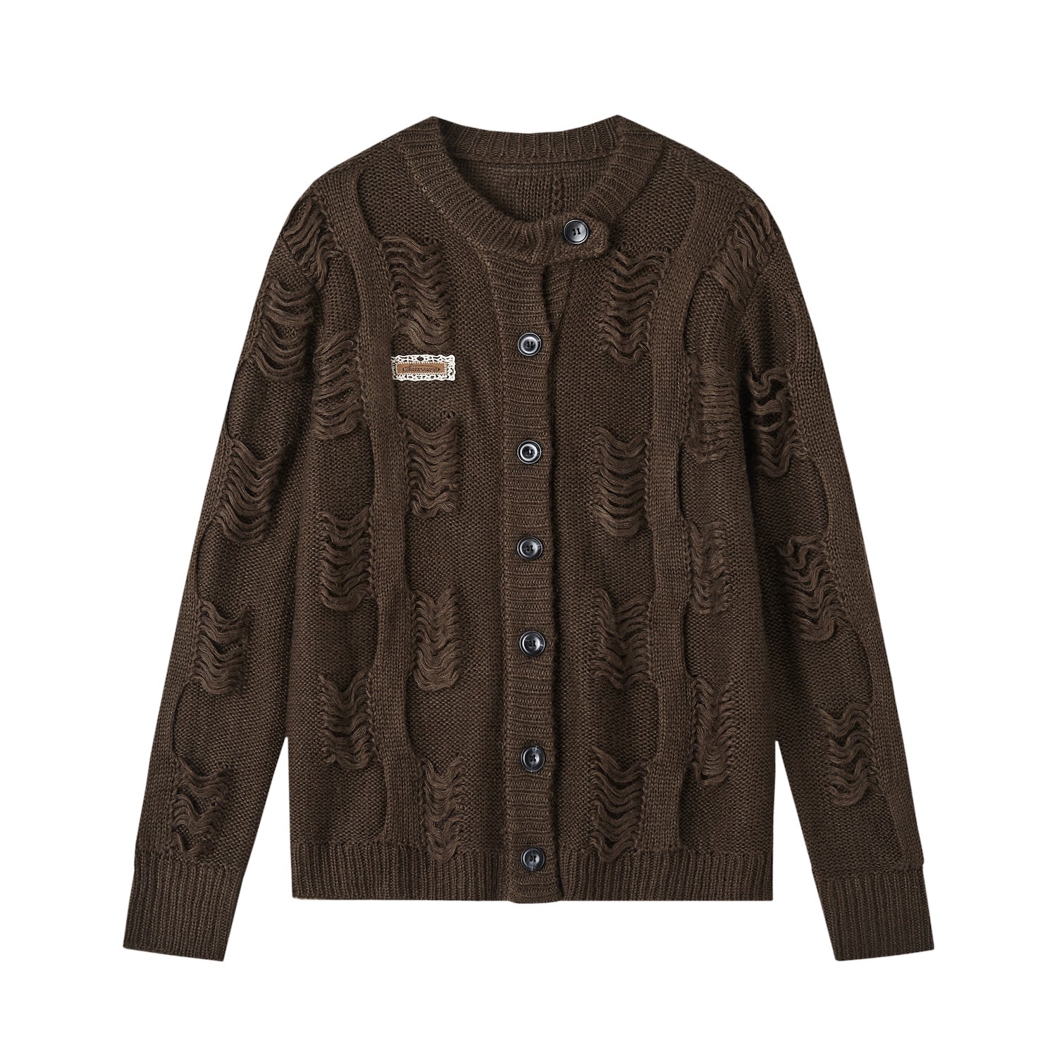 SOMESOWE Vintage Destroyed Knitted Jacket In Brown | MADAX