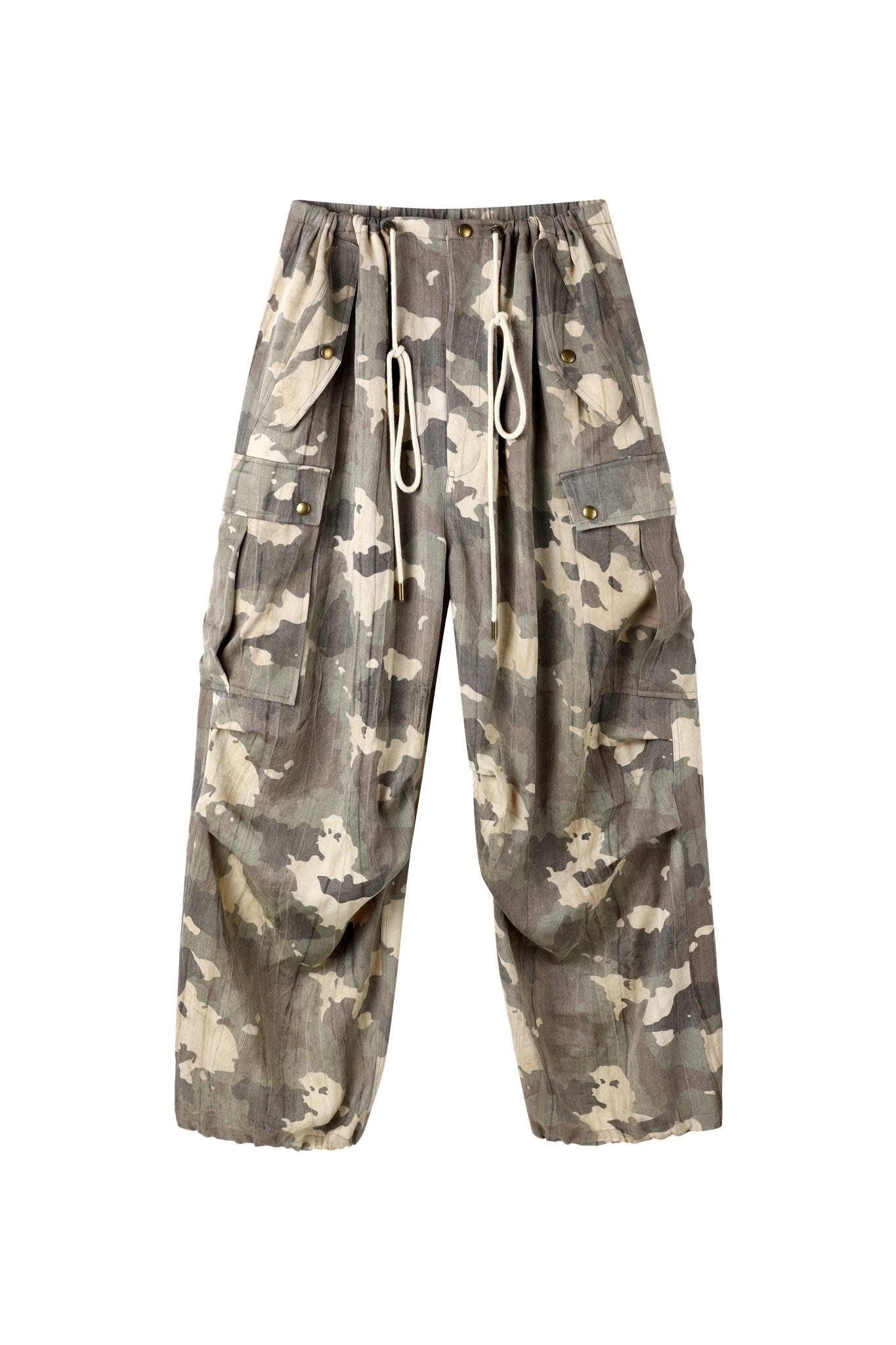 Alexia Sandra Vintage Faded Camo Pocket Cargo Parachute Pants In Camouflage | MADAX