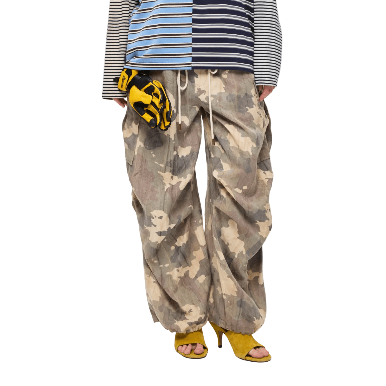 Alexia Sandra Vintage Faded Camo Pocket Cargo Parachute Pants In Camouflage | MADAX