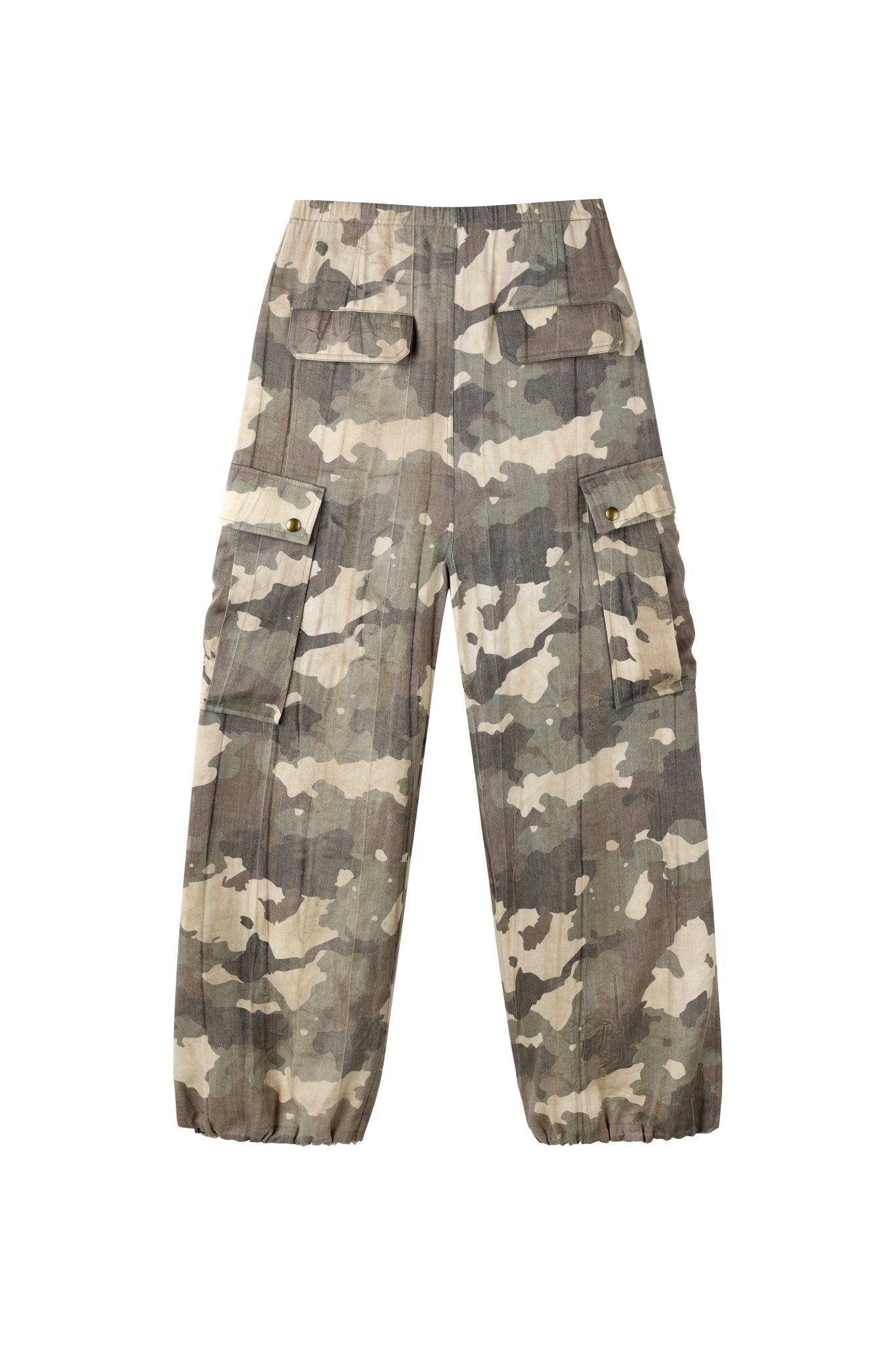 Alexia Sandra Vintage Faded Camo Pocket Cargo Parachute Pants In Camouflage | MADAX