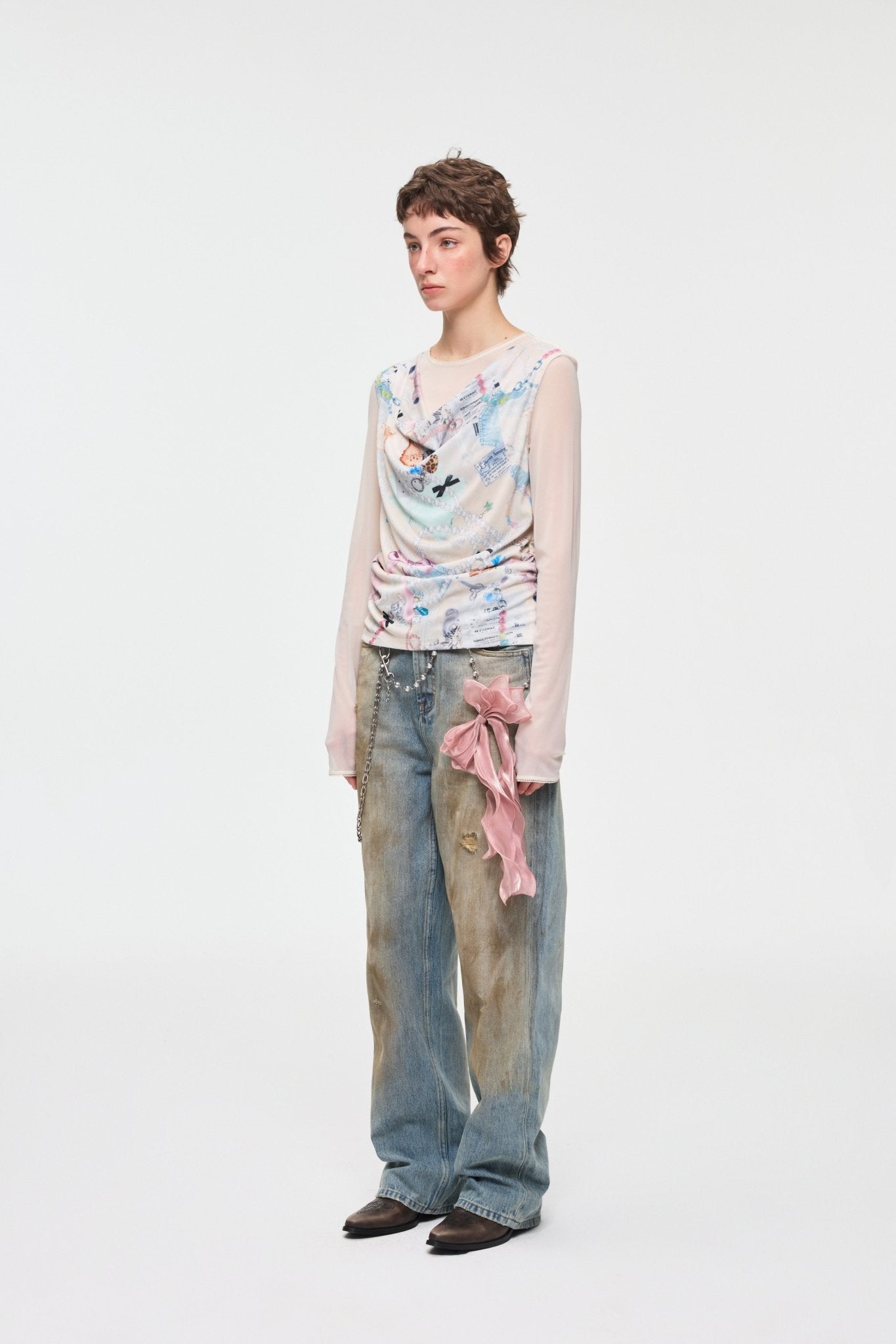Alexia Sandra Vintage Faded Dirty Mud - Dyed Straight - Leg Jeans In Blue | MADAX