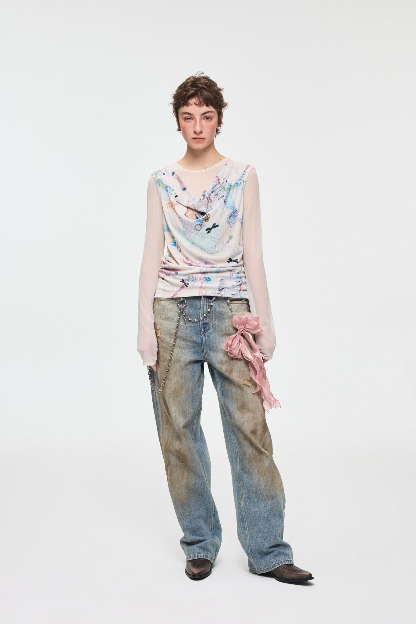 Alexia Sandra Vintage Faded Dirty Mud - Dyed Straight - Leg Jeans In Blue | MADAX