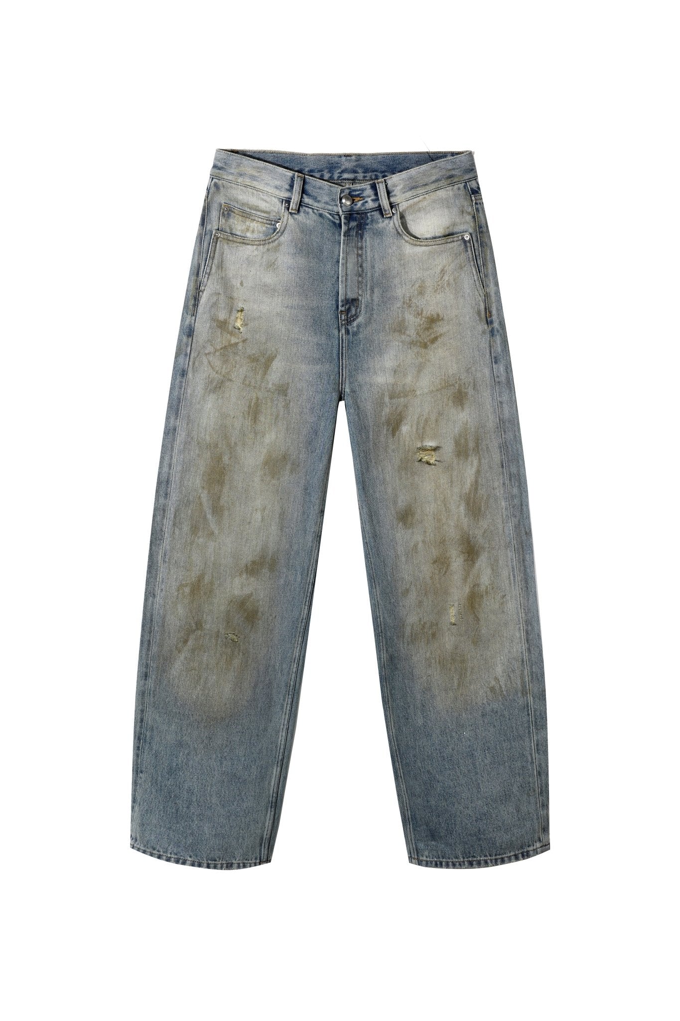 Alexia Sandra Vintage Faded Dirty Mud - Dyed Straight - Leg Jeans In Blue | MADAX