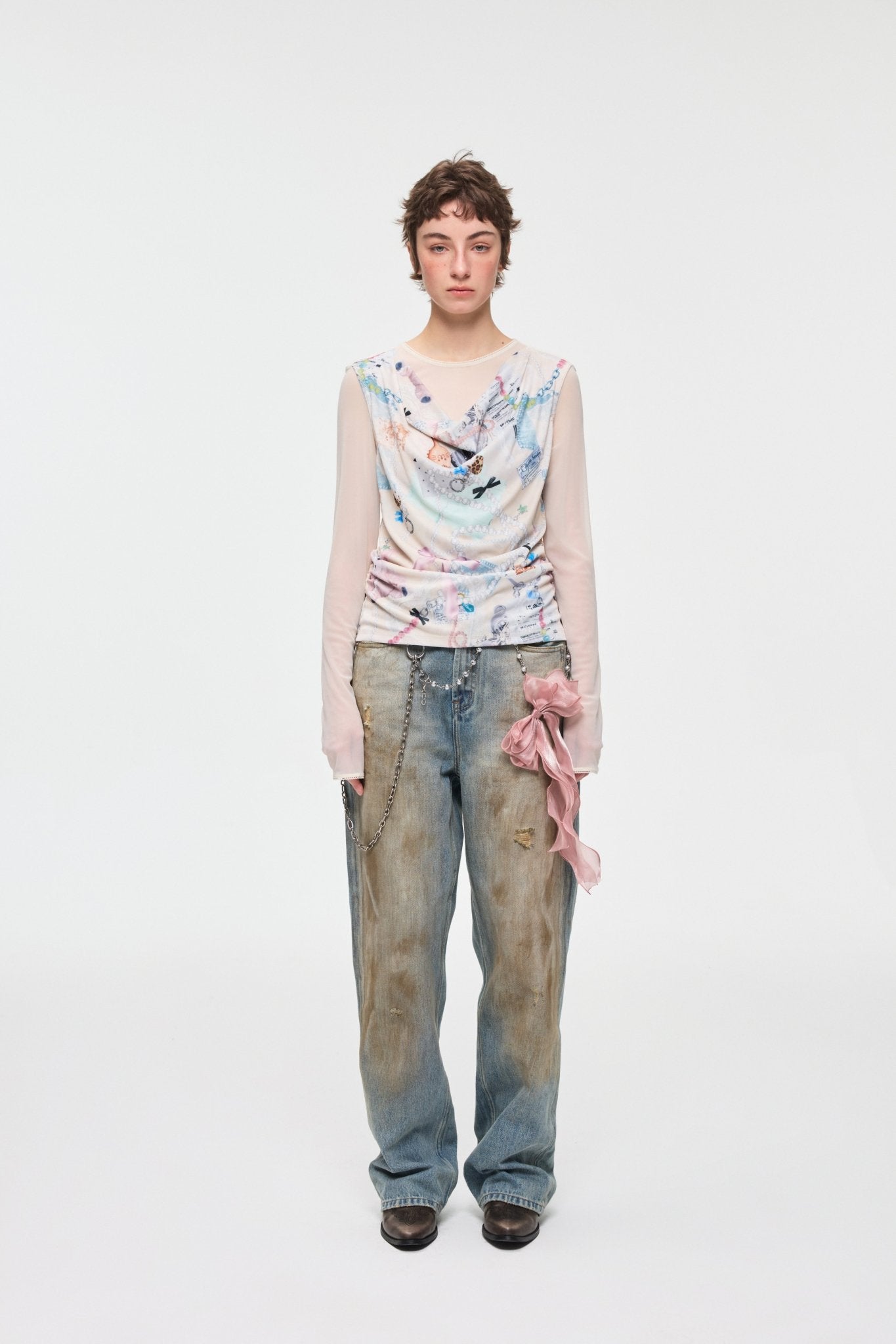 Alexia Sandra Vintage Faded Dirty Mud - Dyed Straight - Leg Jeans In Blue | MADAX