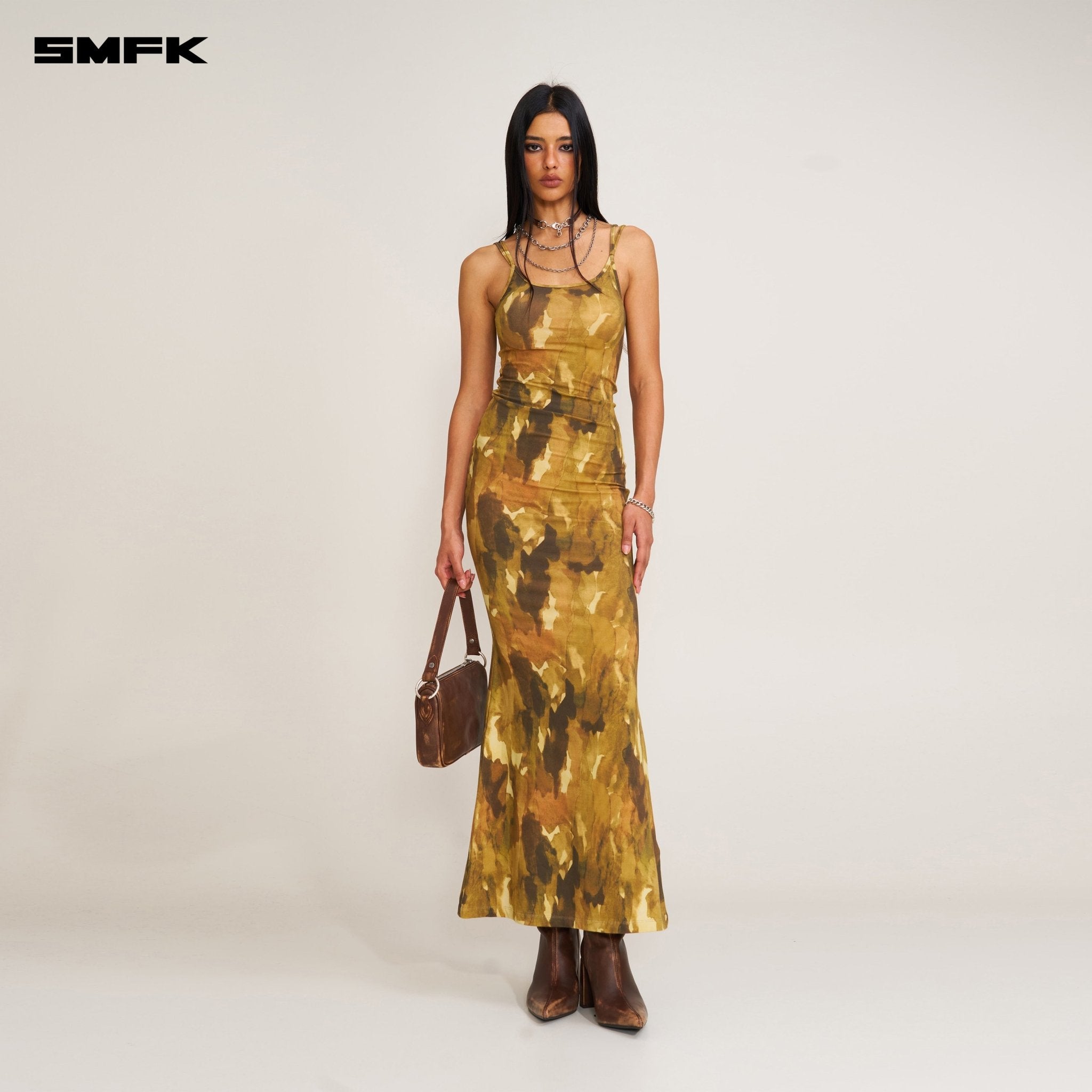 SMFK Vintage Hurricane Fade Long Dress In Chinese Ink Camouflage | MADAX