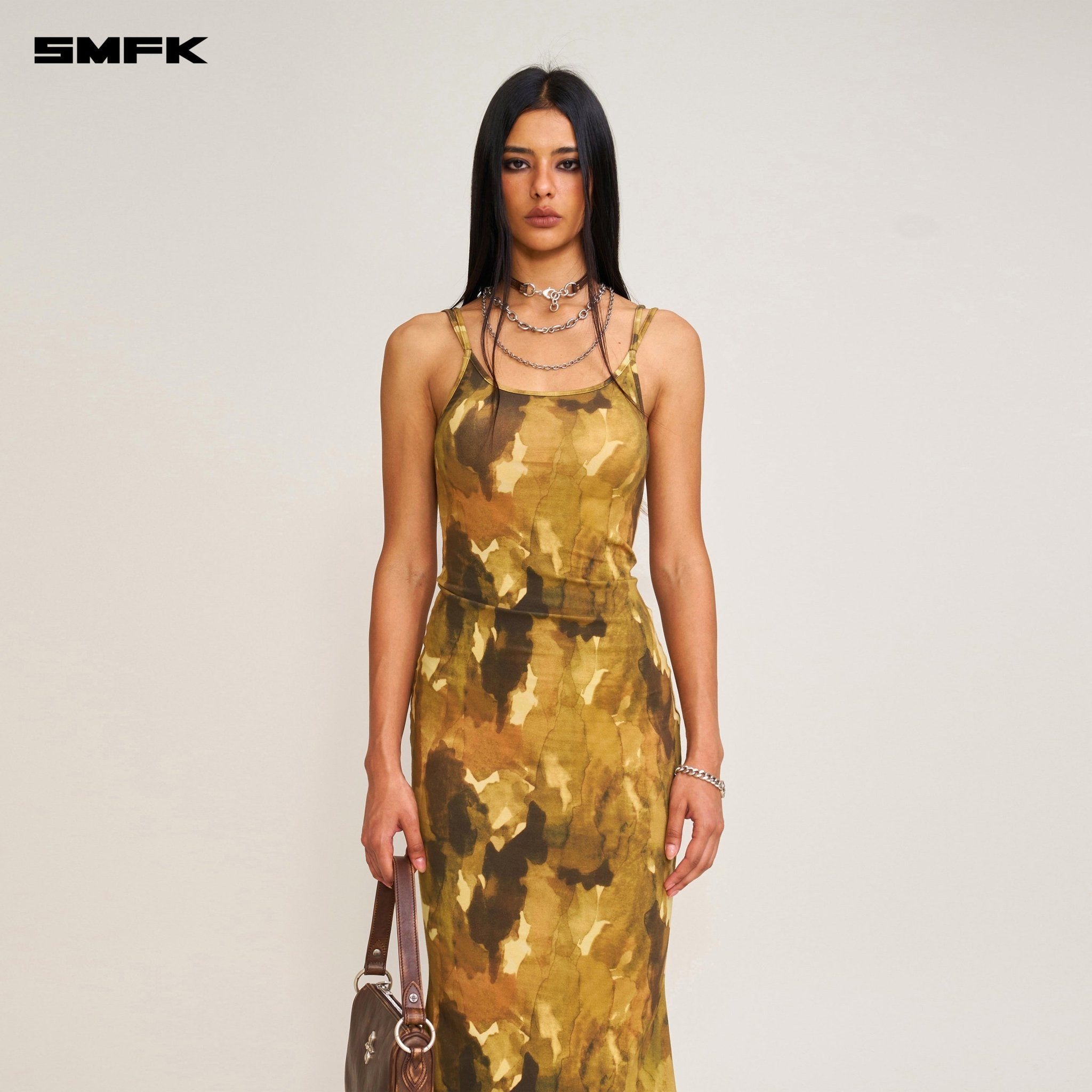 SMFK Vintage Hurricane Fade Long Dress In Chinese Ink Camouflage | MADAX