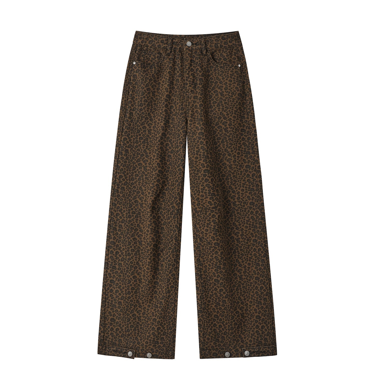 SOMESOWE Vintage Leopard Print Straight Jeans | MADAX