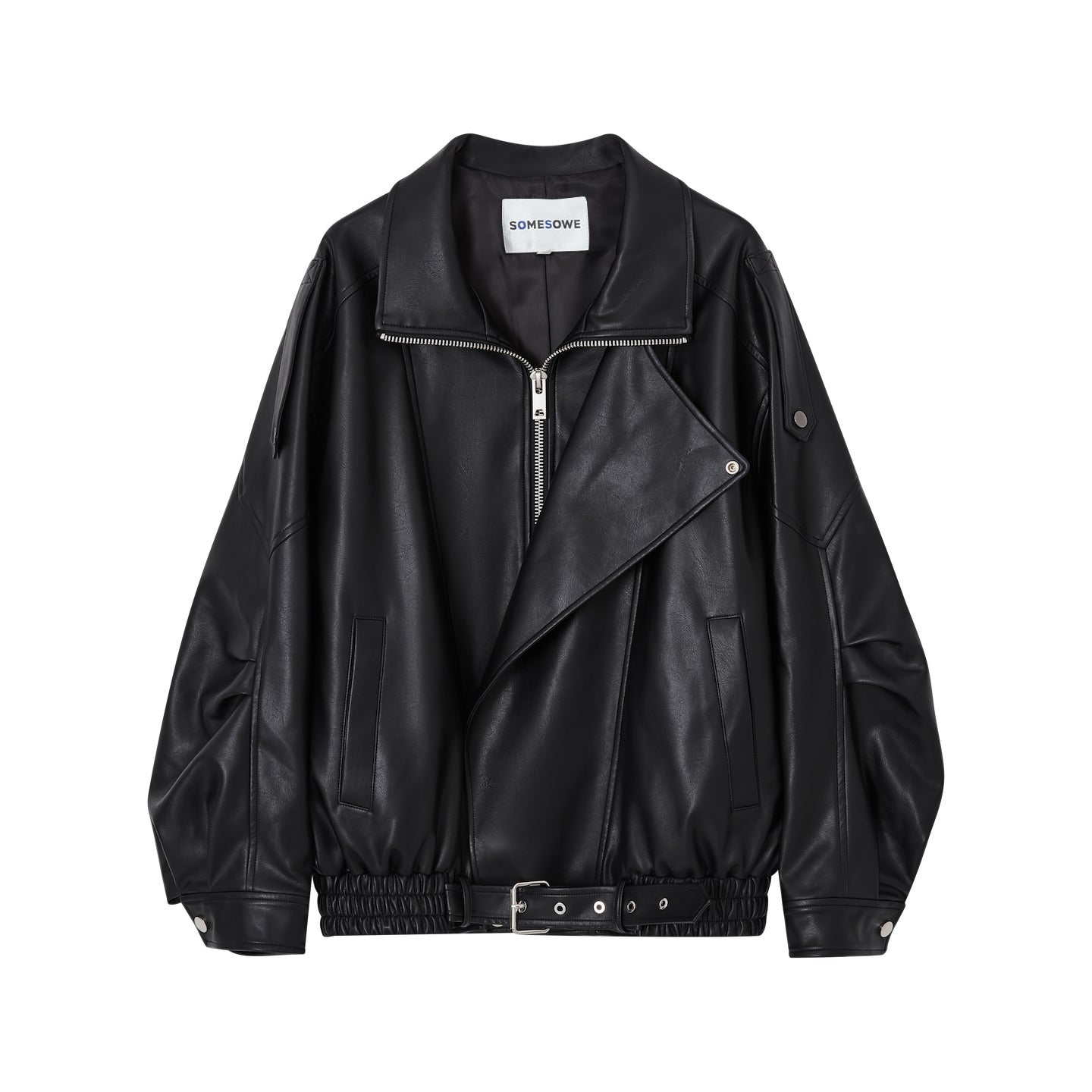 SOMESOWE Vintage Motorcycle Leather Jacket In Black | MADAX