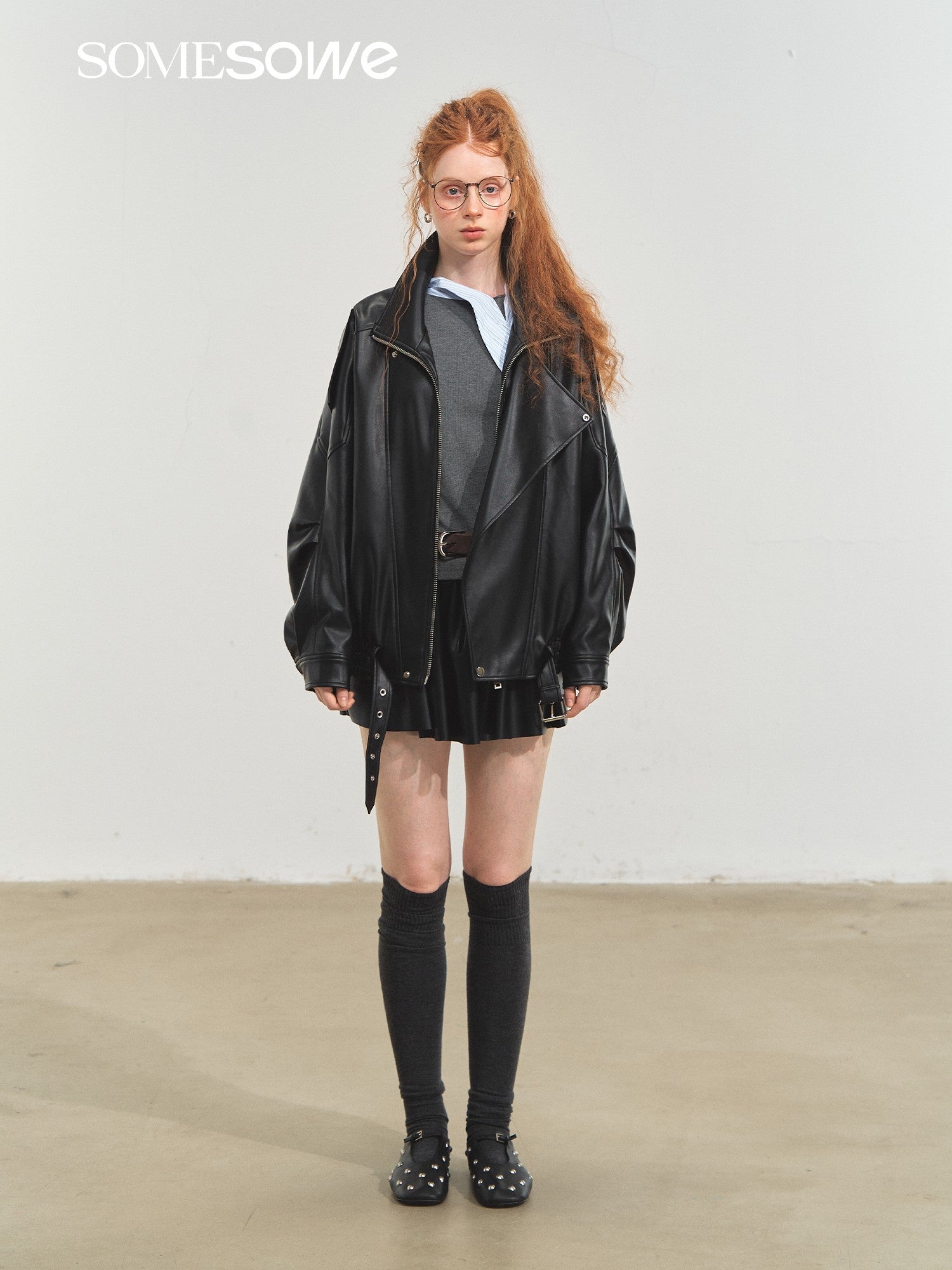 SOMESOWE Vintage Motorcycle Leather Jacket In Black | MADAX