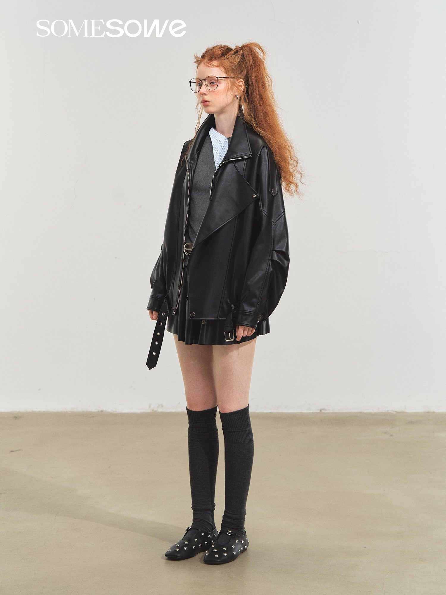 SOMESOWE Vintage Motorcycle Leather Jacket In Black | MADAX