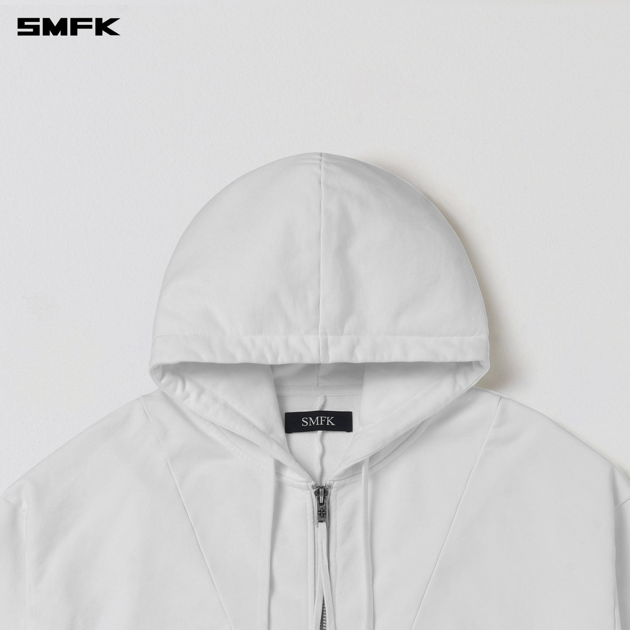 SMFK Vintage Muse Loose Zipper Sports Hoodie In Cloud White | MADAX