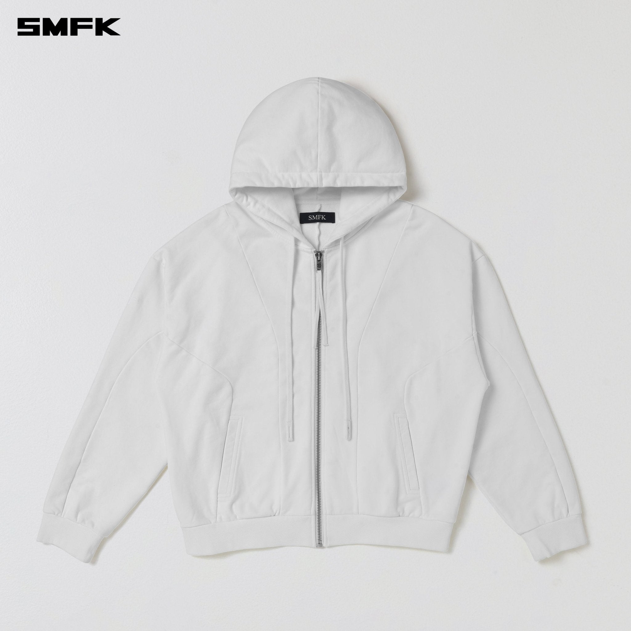 SMFK Vintage Muse Loose Zipper Sports Hoodie In Cloud White | MADAX