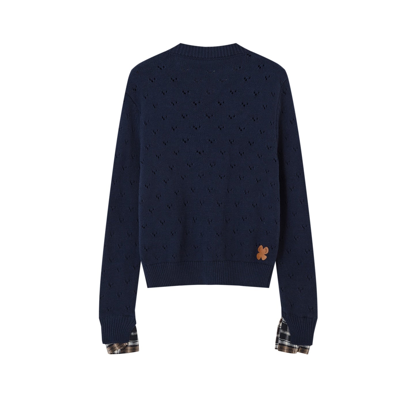 SOMESOWE Vintage Plaid Lace - Up Cardigan In Navy | MADAX