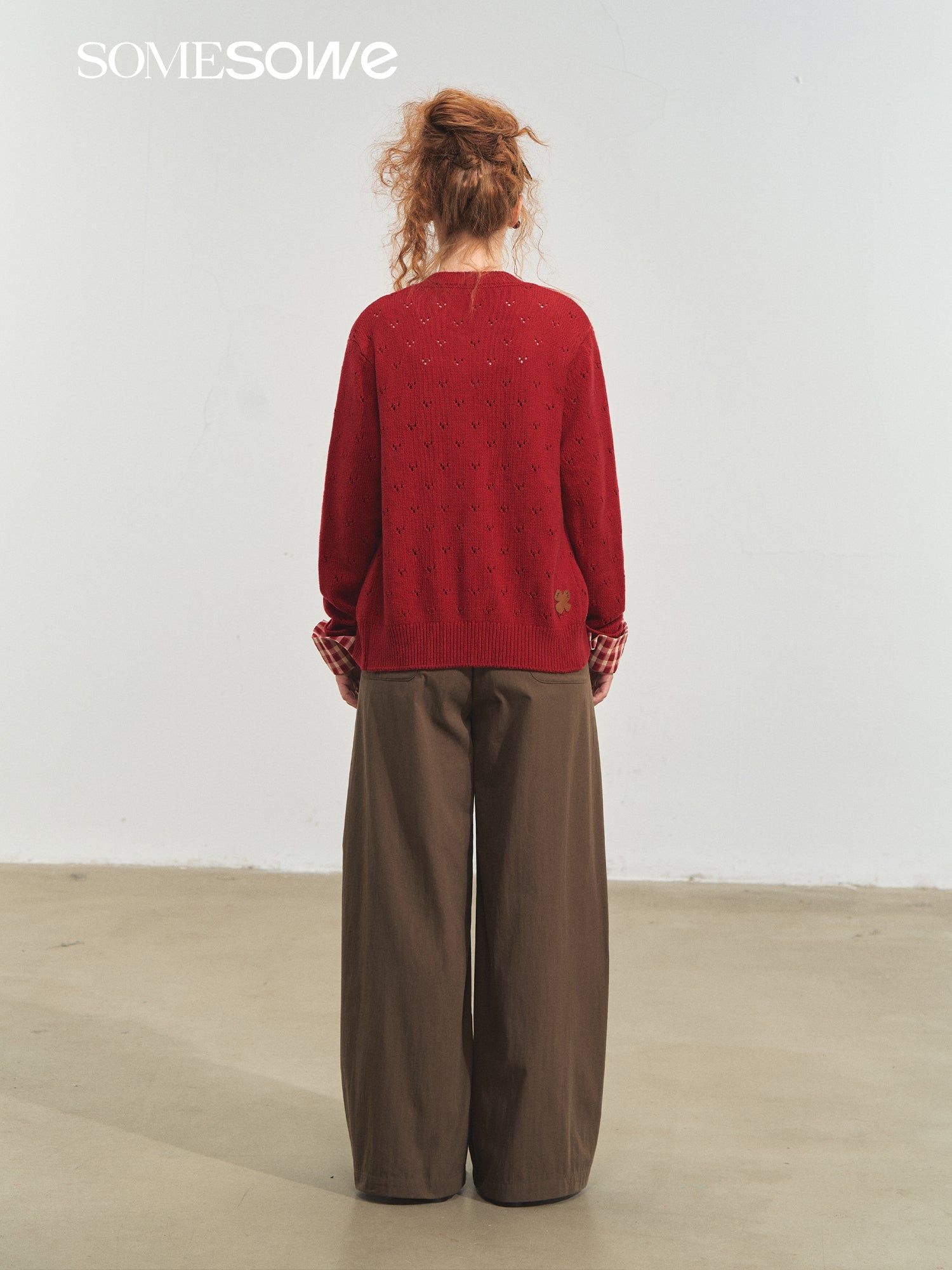 SOMESOWE Vintage Plaid Lace - Up Cardigan In Red | MADAX