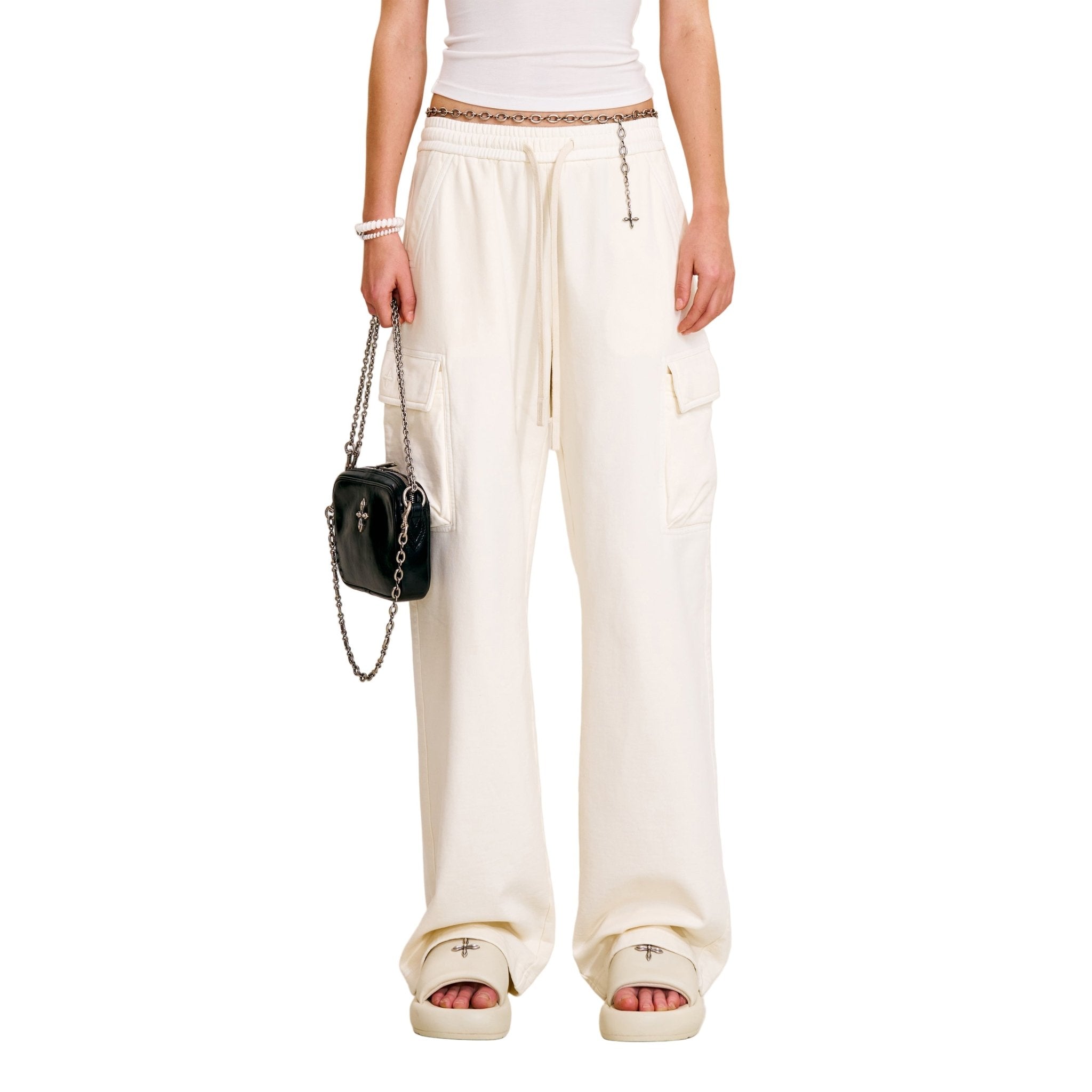SMFK Vintage - Safari Loose Sports Pants In Snow Mountain White | MADAX