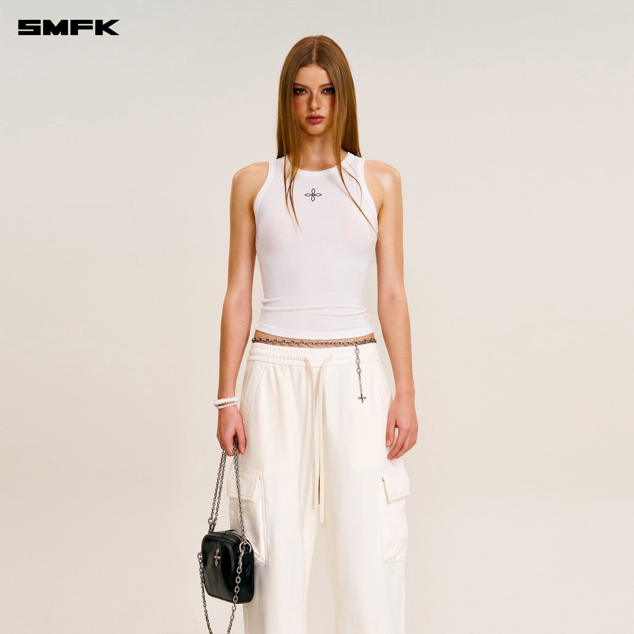 SMFK Vintage - Safari Loose Sports Pants In Snow Mountain White | MADAX
